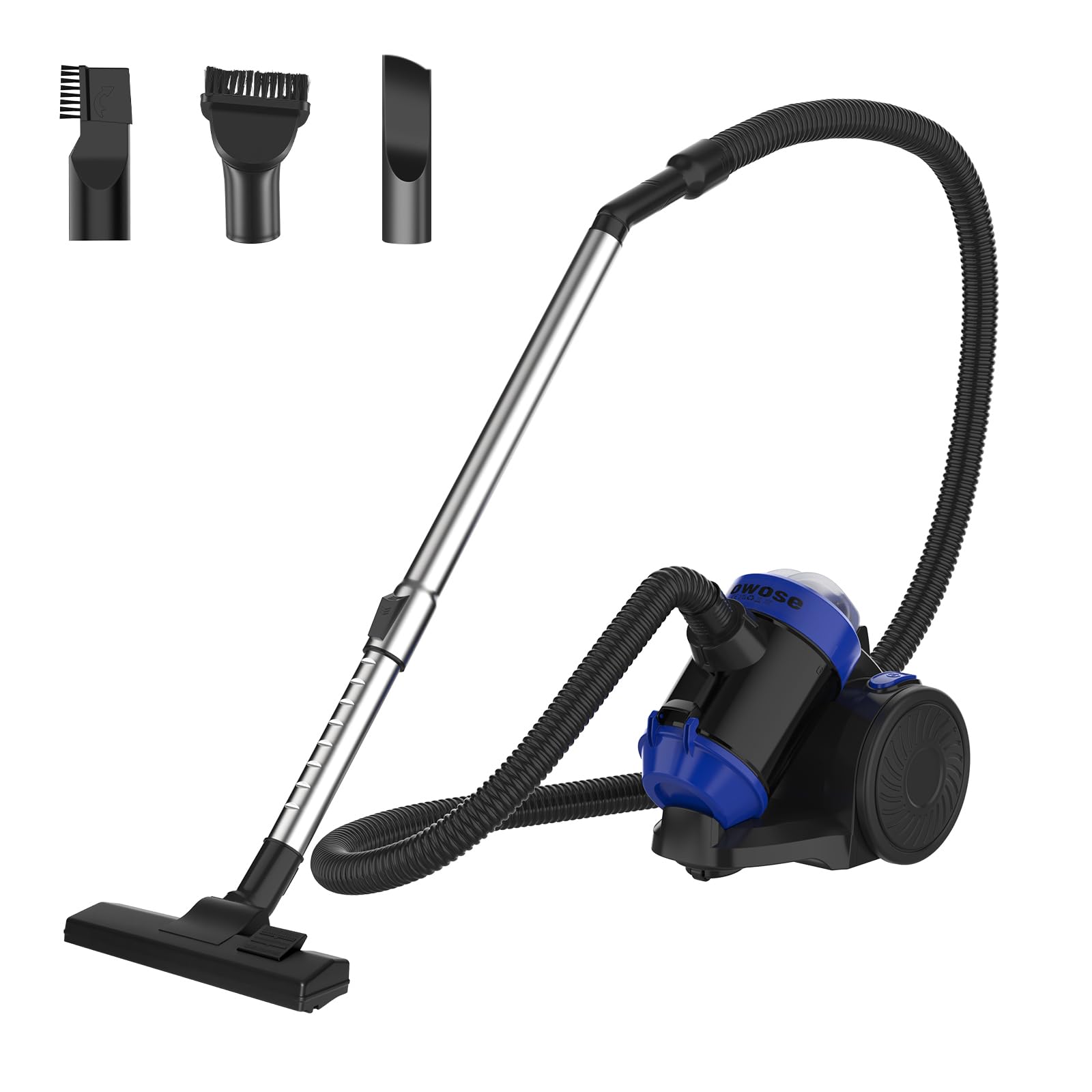 DayPlus Aspiradora sin bolsa de 1200 W, boquilla para suelo de parqué, alfombra, azulejos, filtro higiénico, cable largo de 4 m, silencioso, compacto y ligero
