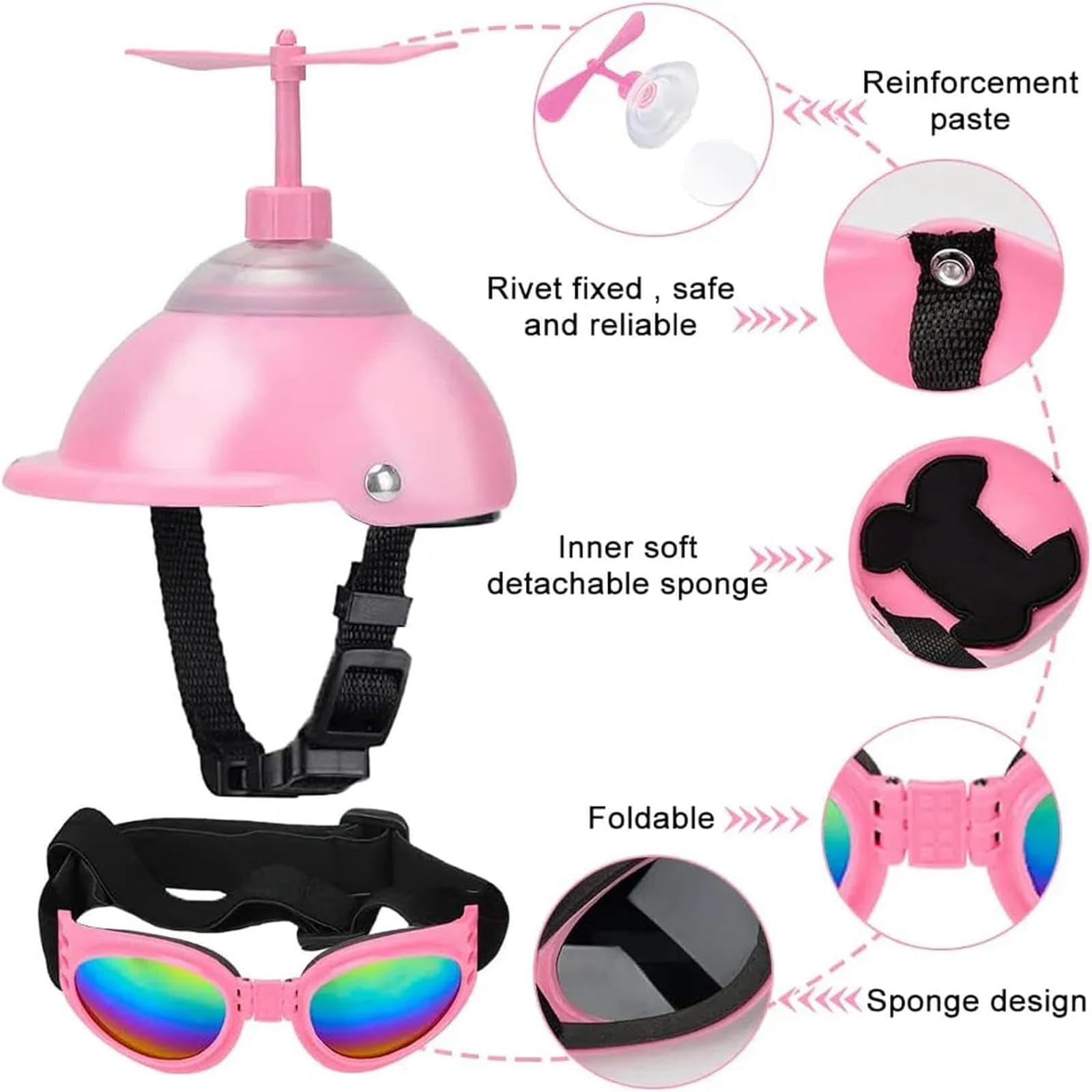 Amazon | IUOUTG 犬ヘルメットとゴーグルかわいいプロペラ付き調節可能 
