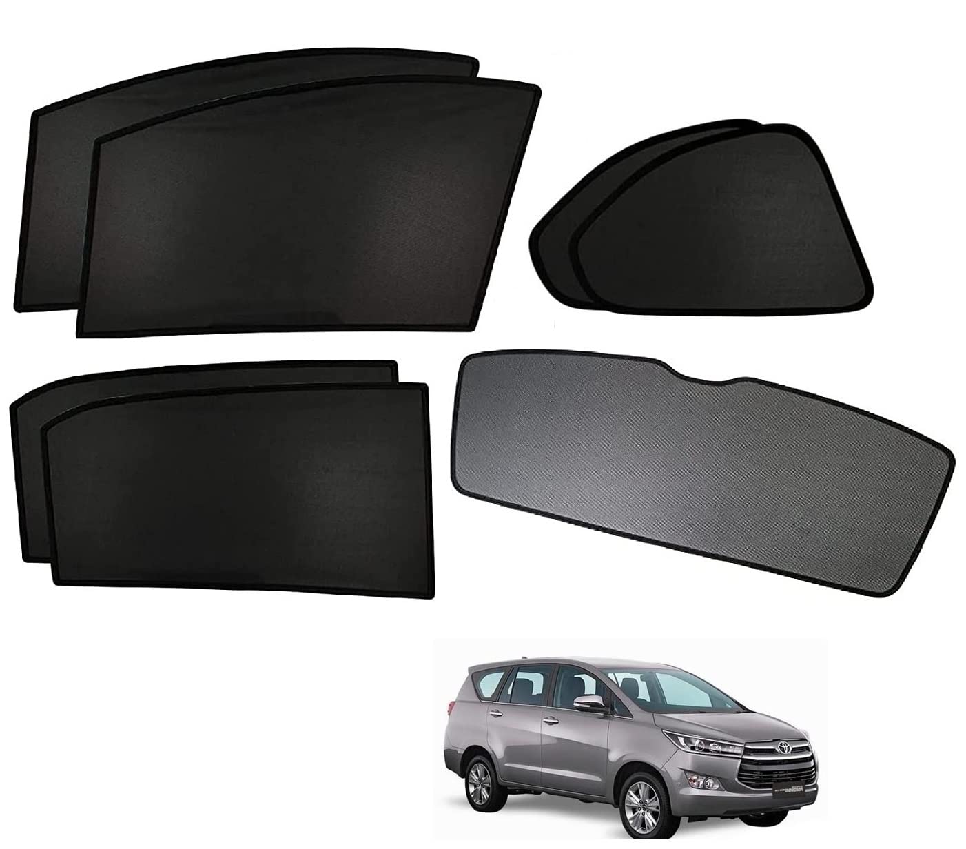 Kozdiko Car Sun Shade Z-Black Non Magnetic Fix Type Curtains with Dicky Compatible with Toyota Innova Crysta-image-28
