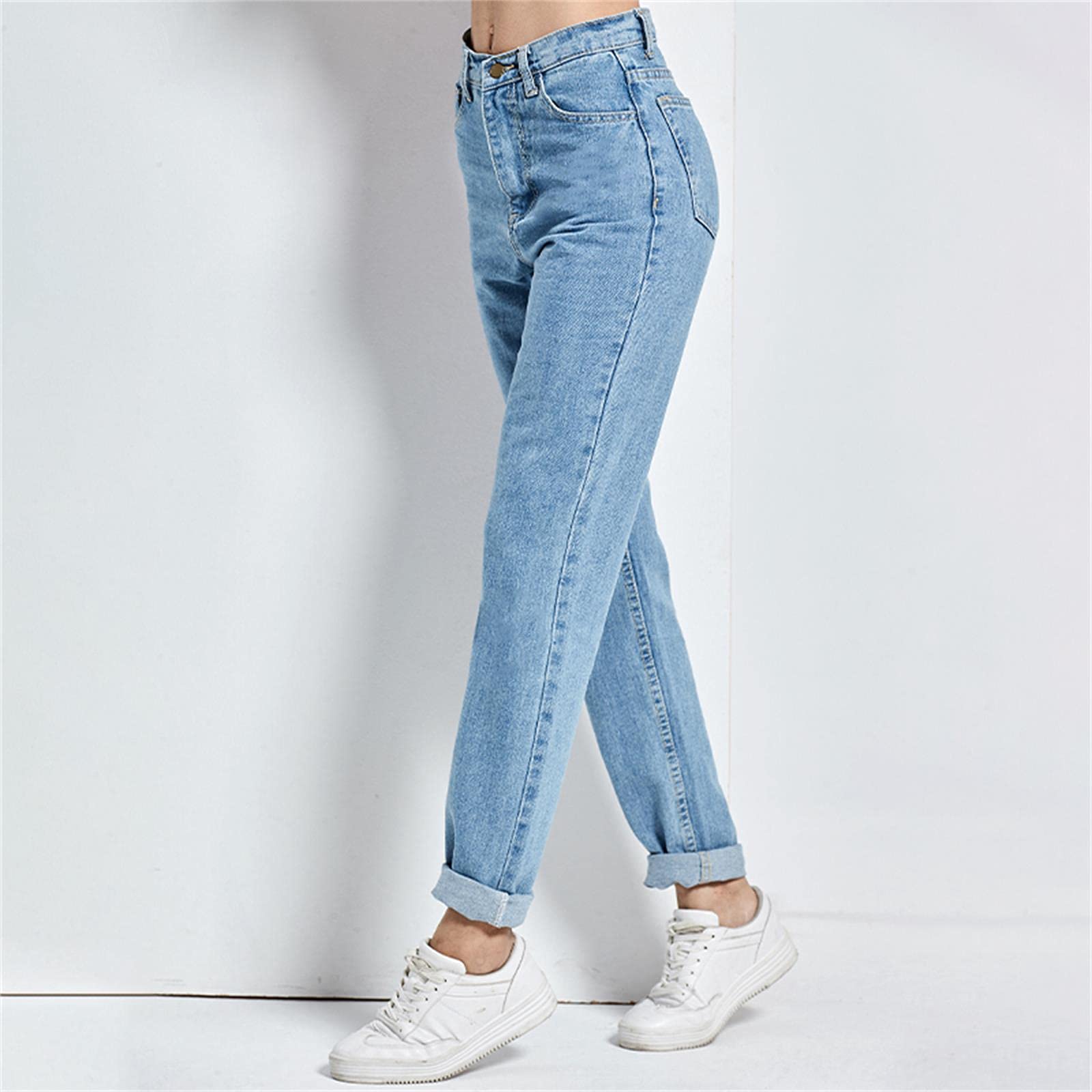UKKO Jeans da Donna Pantaloni Harem Vintage Vita Alta Jeans Donna Fidanzati Mom Jeans Integrale