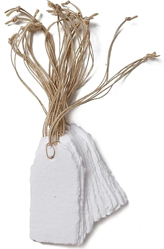 Etiquetas de borde vintage hechas a mano con cuerda, 3.75 x 1.75 pulgadas, paquete de 25 unidades, ideales para etiquetas de regalo, etiquetas de