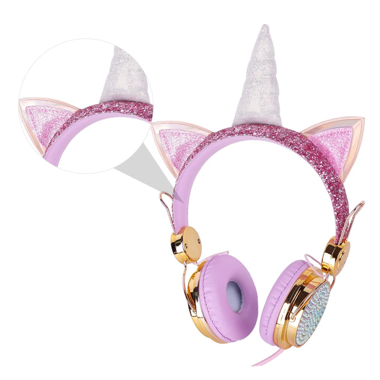 2stücke Mädchen Kopfhörer Mit Mikrofon Faltbare Einstellbare Over-Ear Ohrhörer Für Jungen Und Mädchen Lautstärkebegrenzung Geeignet Für Und Computer