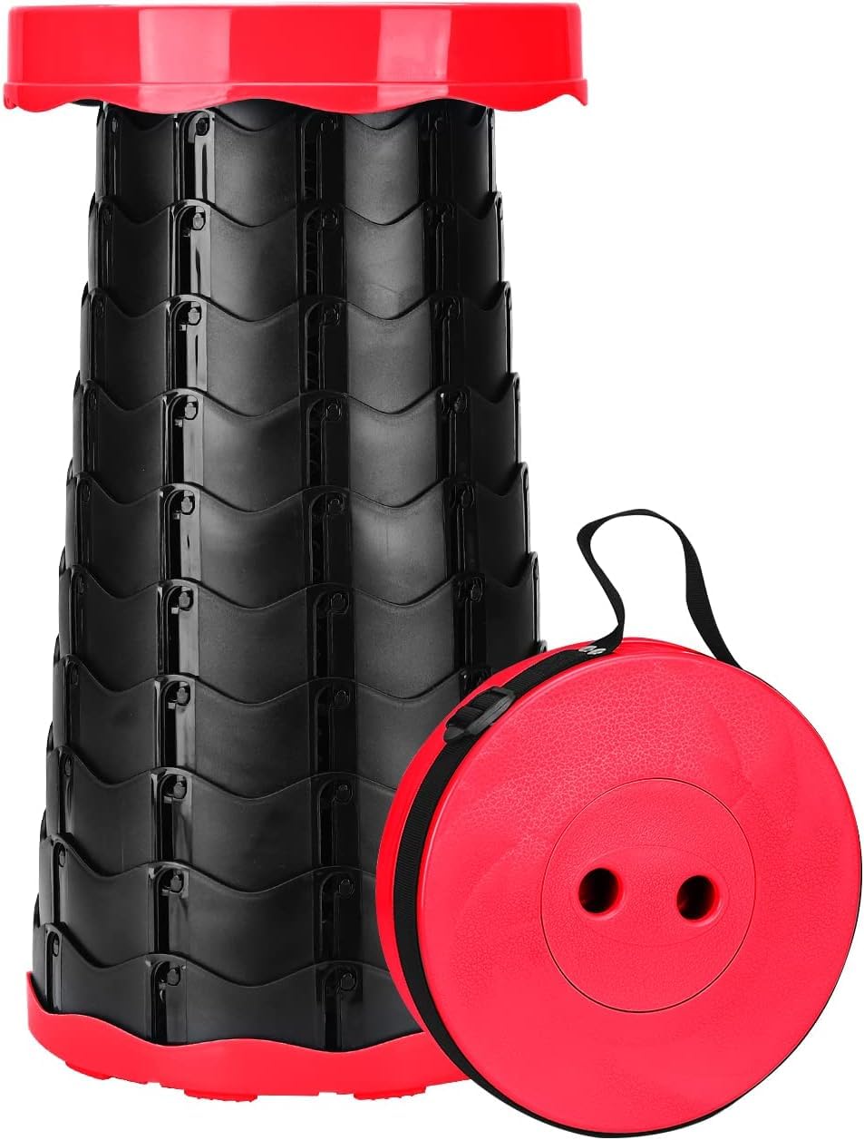 royalkart Upgraded Camping Stool Retractable Folding Stool, Portable, Collapsible Telescoping Stool with 400lbs Load Capacity for Adults Indoor Outdoor Hiking Gardening Travel (Red) - Plastic-image-16