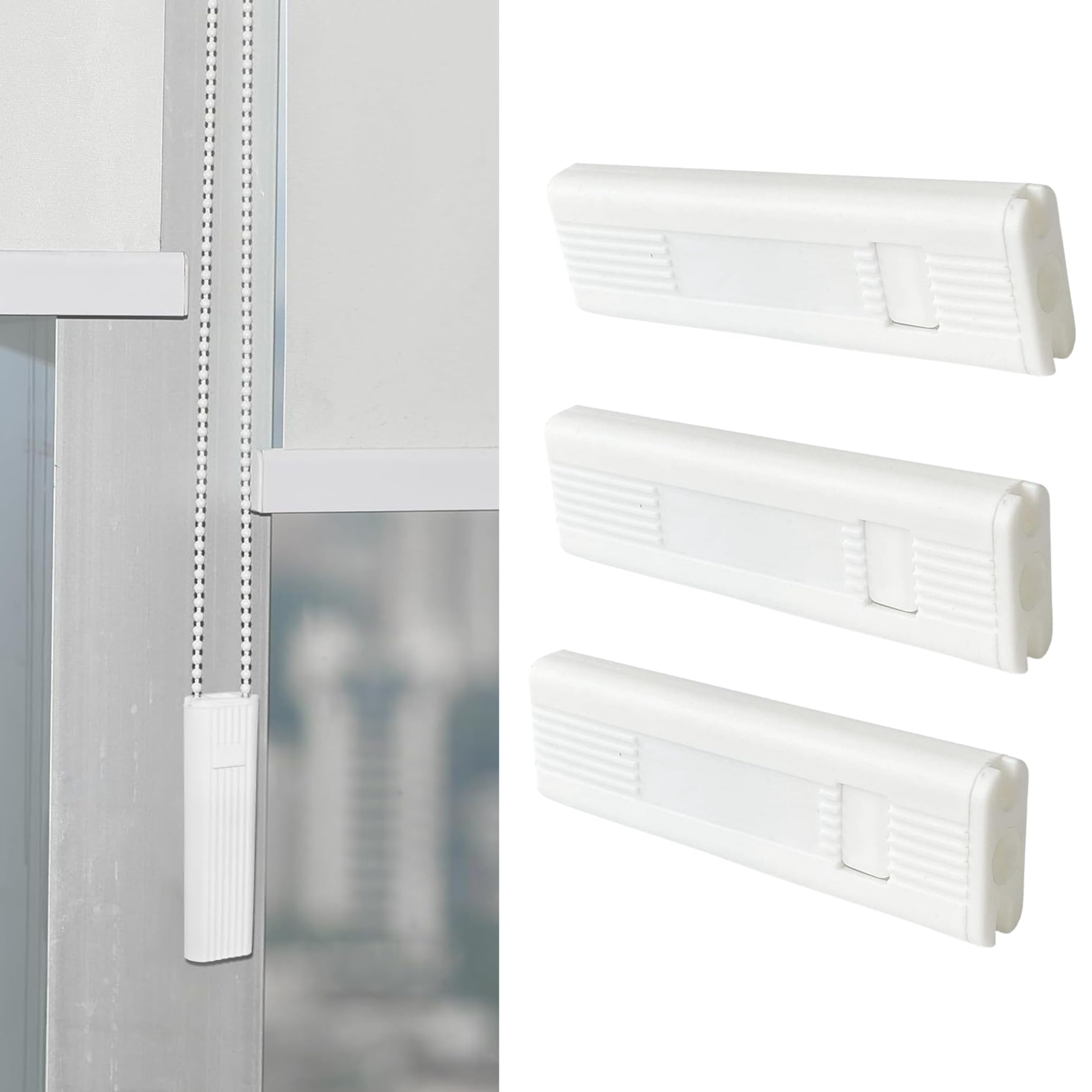 3-Pack White Plastic Cord Weight for Vertical Blinds, Curtain Weights for Window Shutters & Roller Blinds, Replacement Tensioner Device, Blind Spare Parts, 102x32x13mm, 100g Each