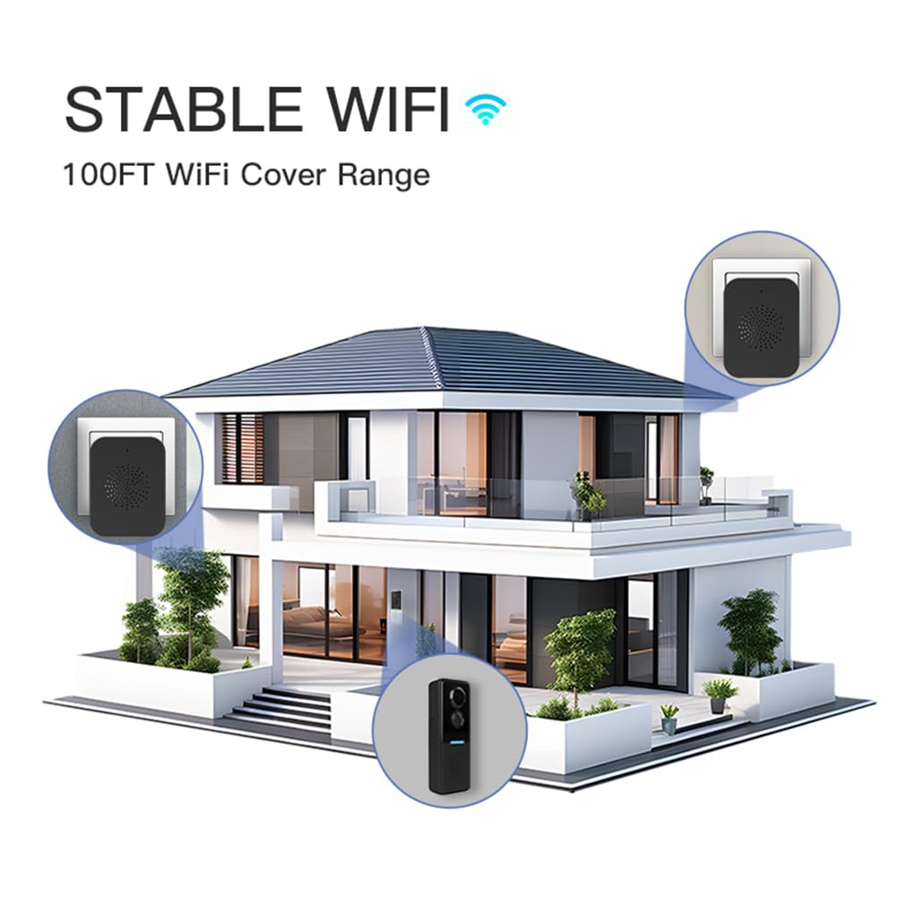 Timbre inalámbrico con cámara para casa Inteligente, comunicación bidireccional, Resistente al Agua, con vídeo, WiFi 2,4 GHz, Control Remoto, vídeo HD