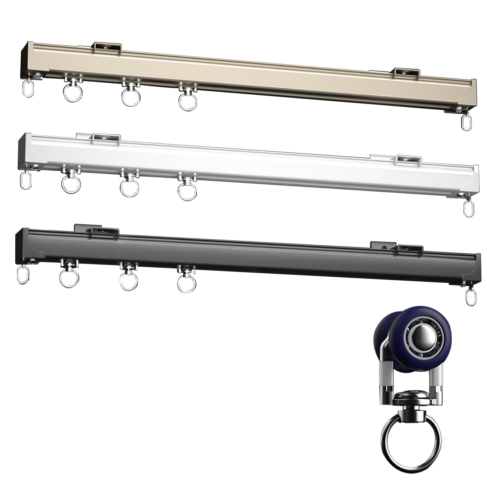 Rail à rideaux droit en aluminium pour cloisons et fenêtres W