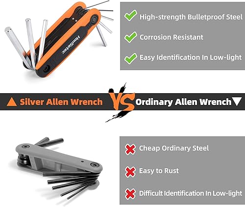 Miniatura 2 de Allen - Juego de llaves Allen  Juego de llaves hexagonales métricas y estándar SAE plegables Allen  2 unidades portátiles pequeñas Allen juegos de