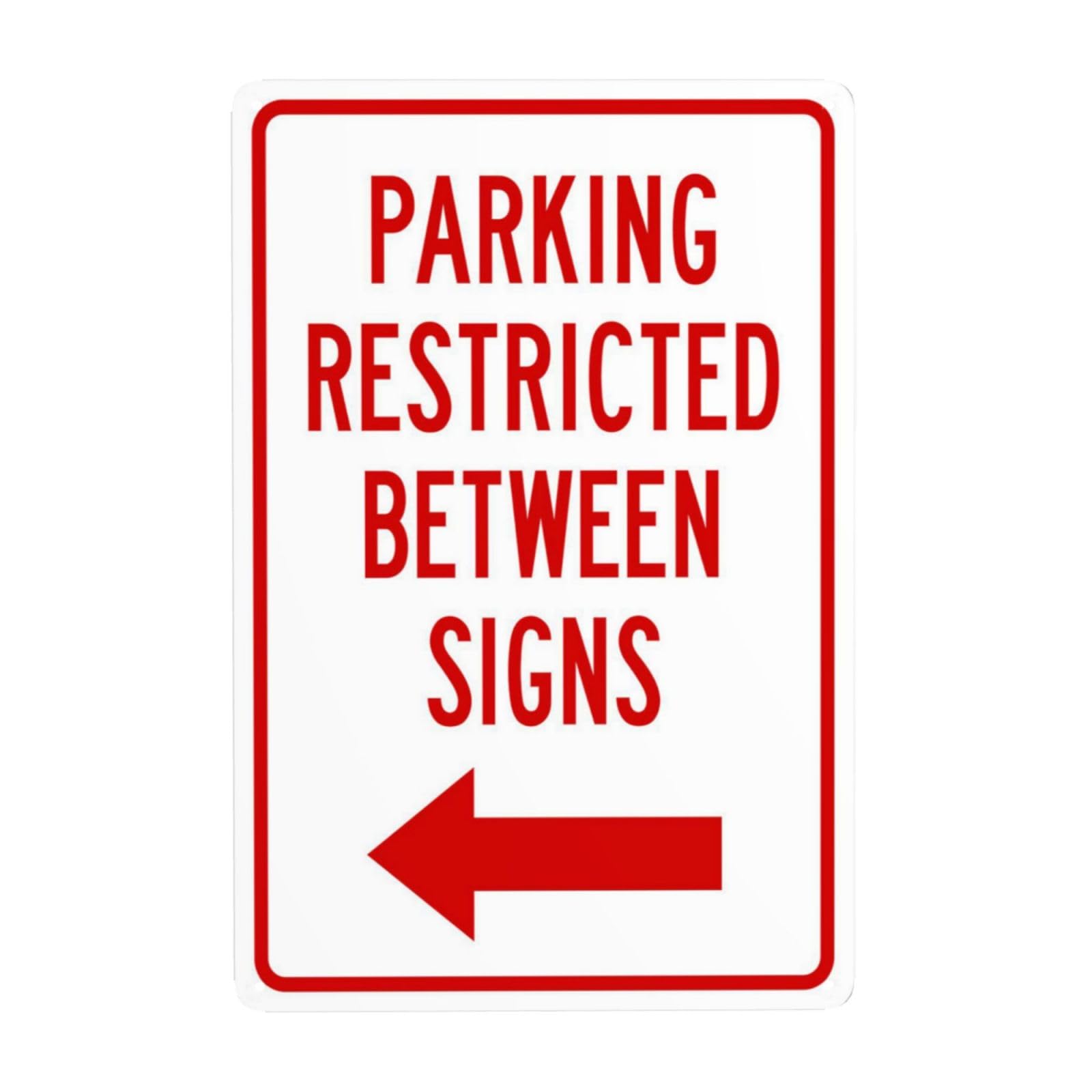 SMAZDFXX Parking Restricted Between Signs Left Arrow Symbol Metal Warning Tin Sign Cautions Security for Street Business Decor 12"x16"