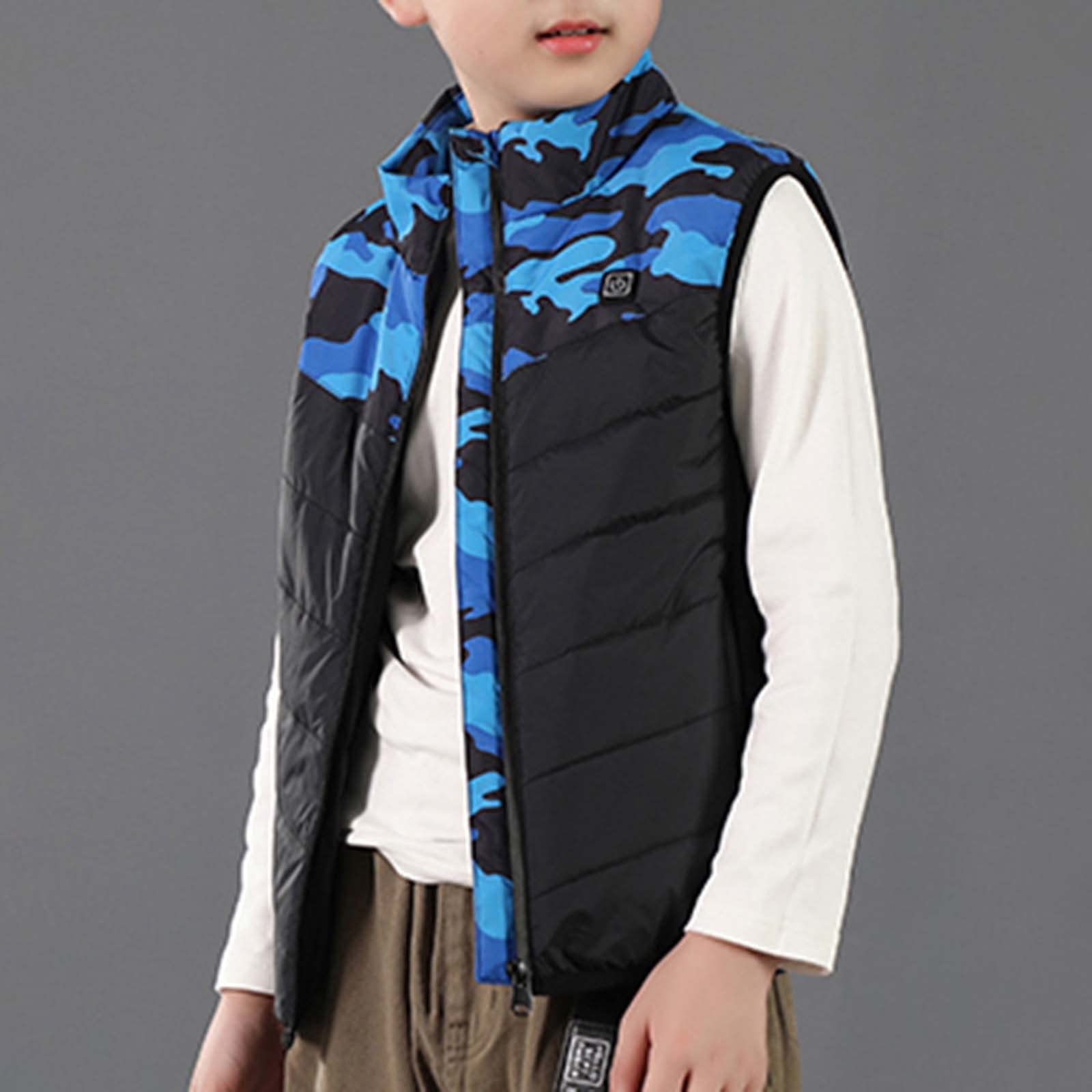 Gilet Chauffant Electrique Enfants USB Garçons Filles Veste Chauffante 3 Températures Réglables avec Poches Doudoune Sans Manche imprimé Anime Vêtements Chauffants Lavable pour Ski