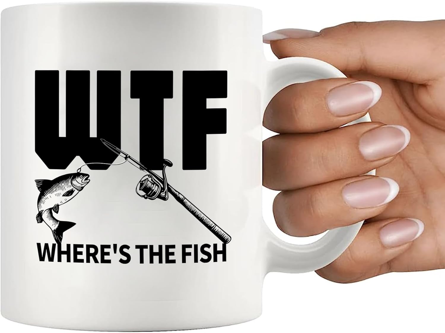 WTF Where's The Fish Fishing Fisherman Mug Fishing Gifts To Husband Dad Grandpa Boyfriend Sarcastic Gifts Funny Adult Humor Joke Sarcasm Coffee Ceramic Mugs 11oz White - Image 7