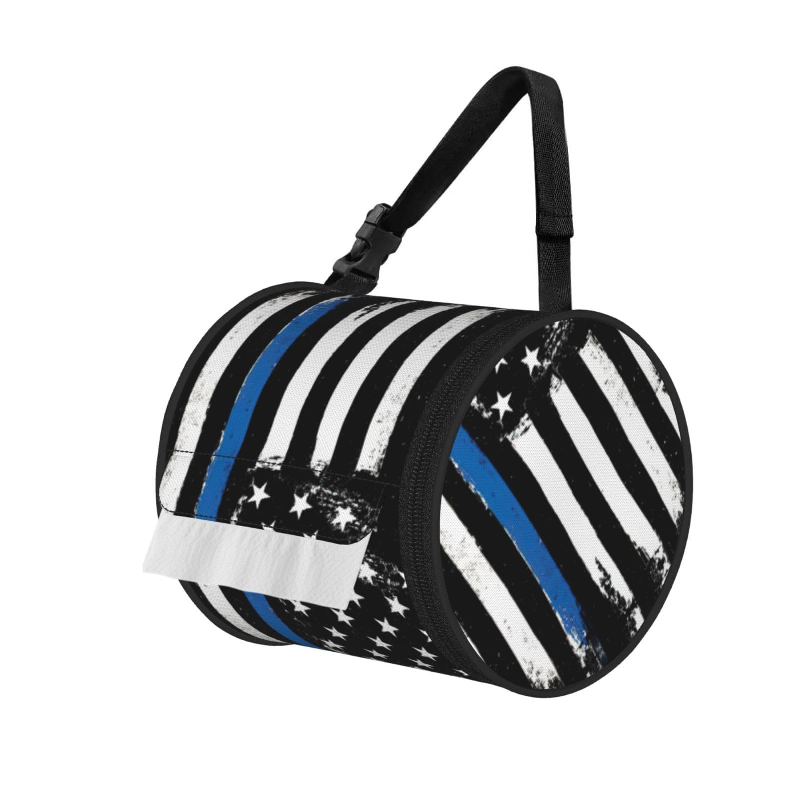 Retro Blue Thin Line Usa Flag Print Fashion Tissues Organizer Box, Hanging Tissue Holder For Purse Coins For Car Office Daily Outing