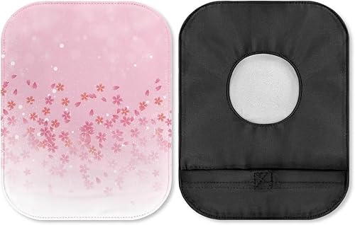 Rnyleeg Bolsas de colostomía rosa para mujer, paquete de 4 fundas para ostomía de flor de cerezo con cierre, suministros reutilizables de ostomía