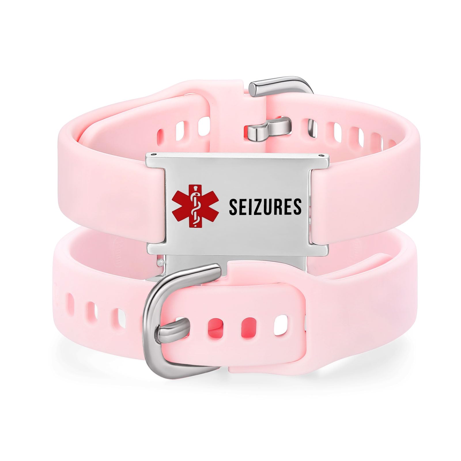 LinnaLove Medical Alert ID Bracelet – Adjustable Silicone Band, Custom or Pre-Engraved Options, QR Code Available