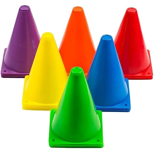 Toyshine 9 Inches Plastic Multicolored Stacking Cones | Perfect for Sports Training | Set of 6, Assorted Color (SSTP)