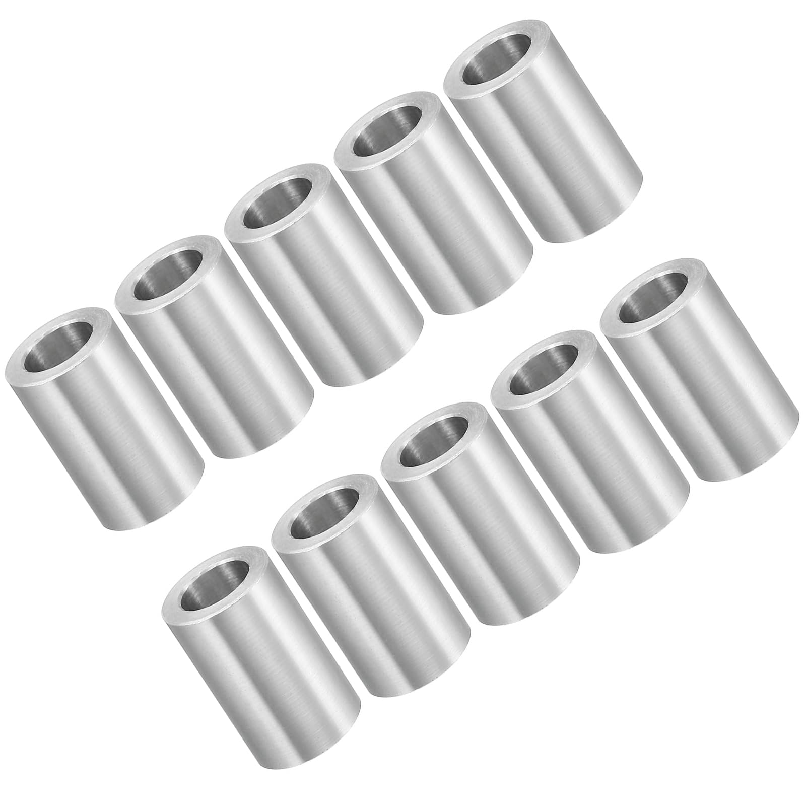 Unifizz M10 Aluminium Spacers, 10Pcs Round Metal Spacer Tubes 10.2mm ID x 16mm OD x 25mm Length Unthreaded Aluminium Standoff for M10 Screw Bolt Assemblies — image 1