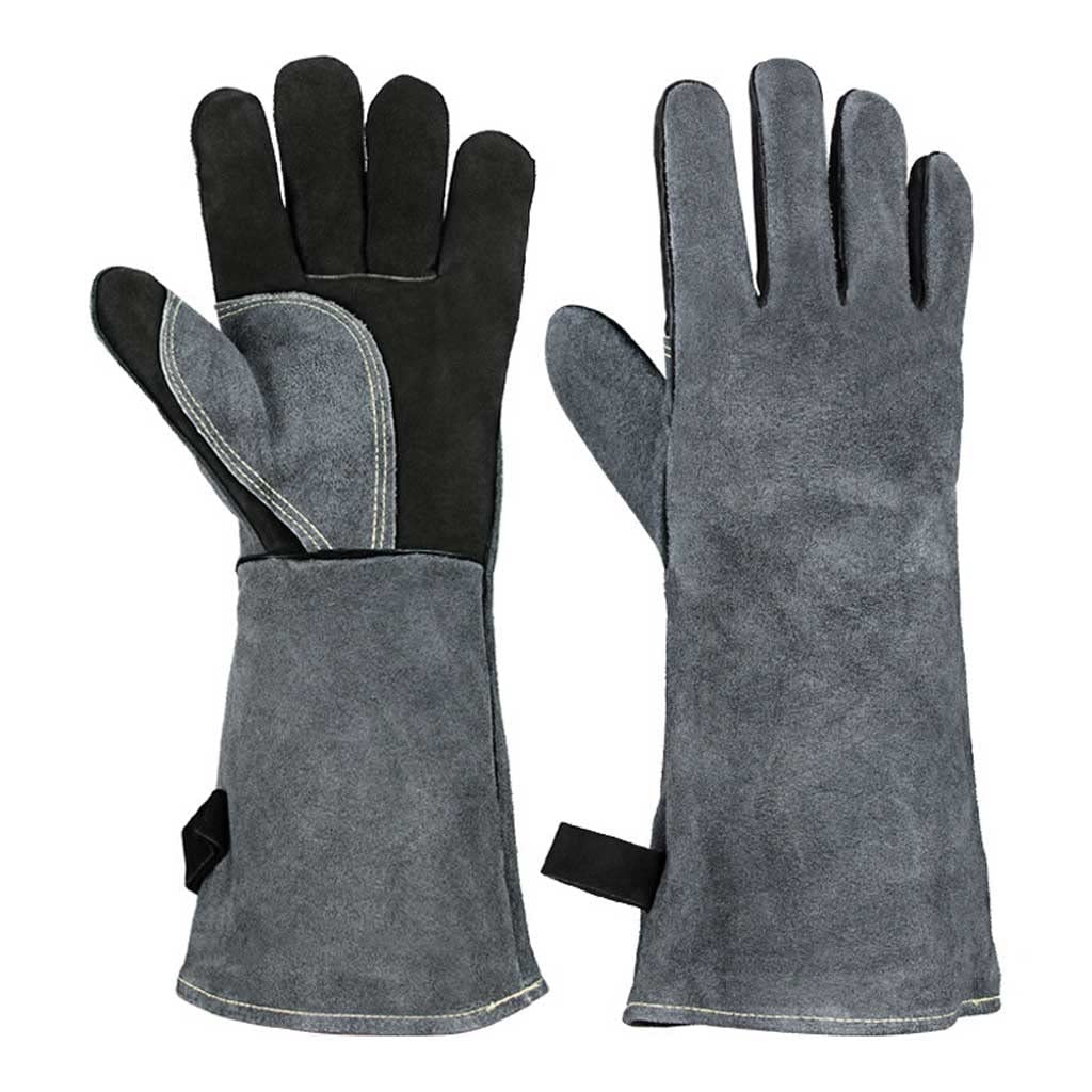 Guantes para Parrilla de Barbacoa, Guantes Resistentes al Calor para cocinar, Hornear, Barbacoa, Guantes para Horno, Guantes de Soldadura con Manga Larga