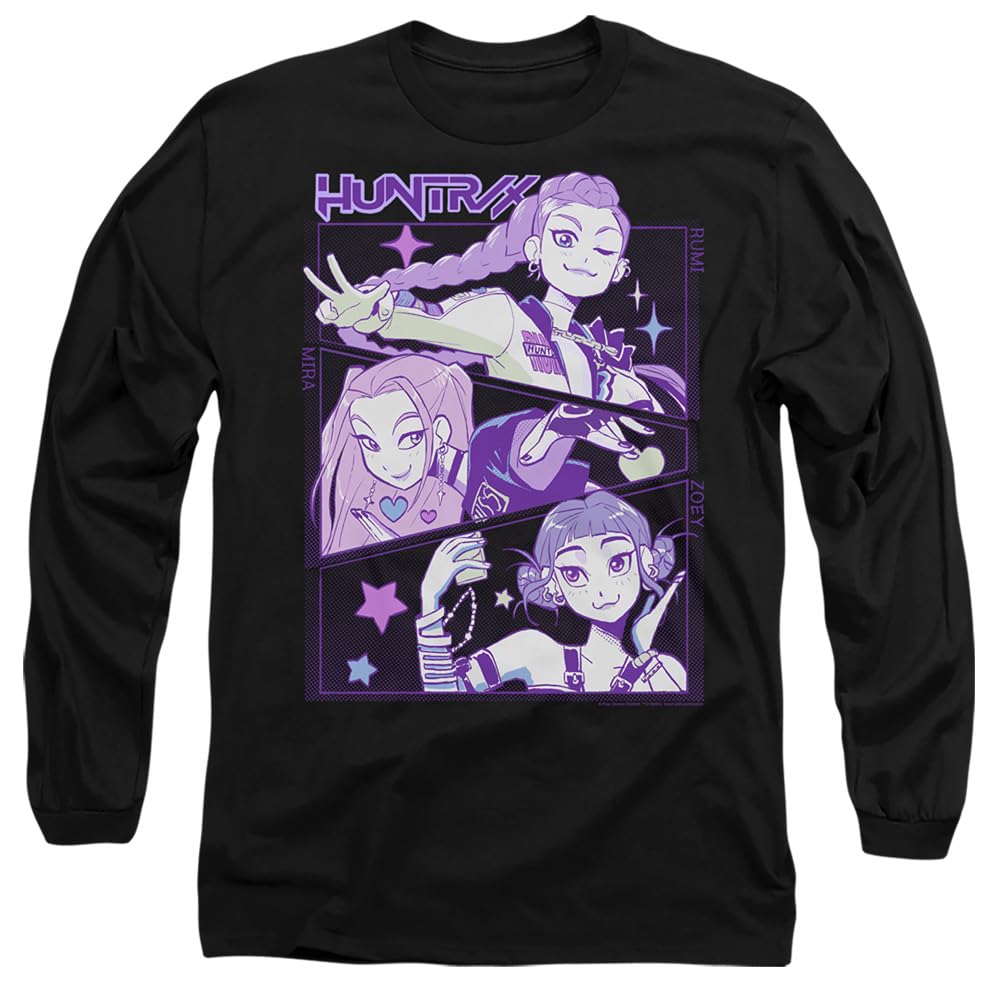KPop Demon Hunters Unisex K-pop Demon Hunters - Anime Huntrix Huntr/X Unisex Long Sleeve T Shirt, Black T-Shirt