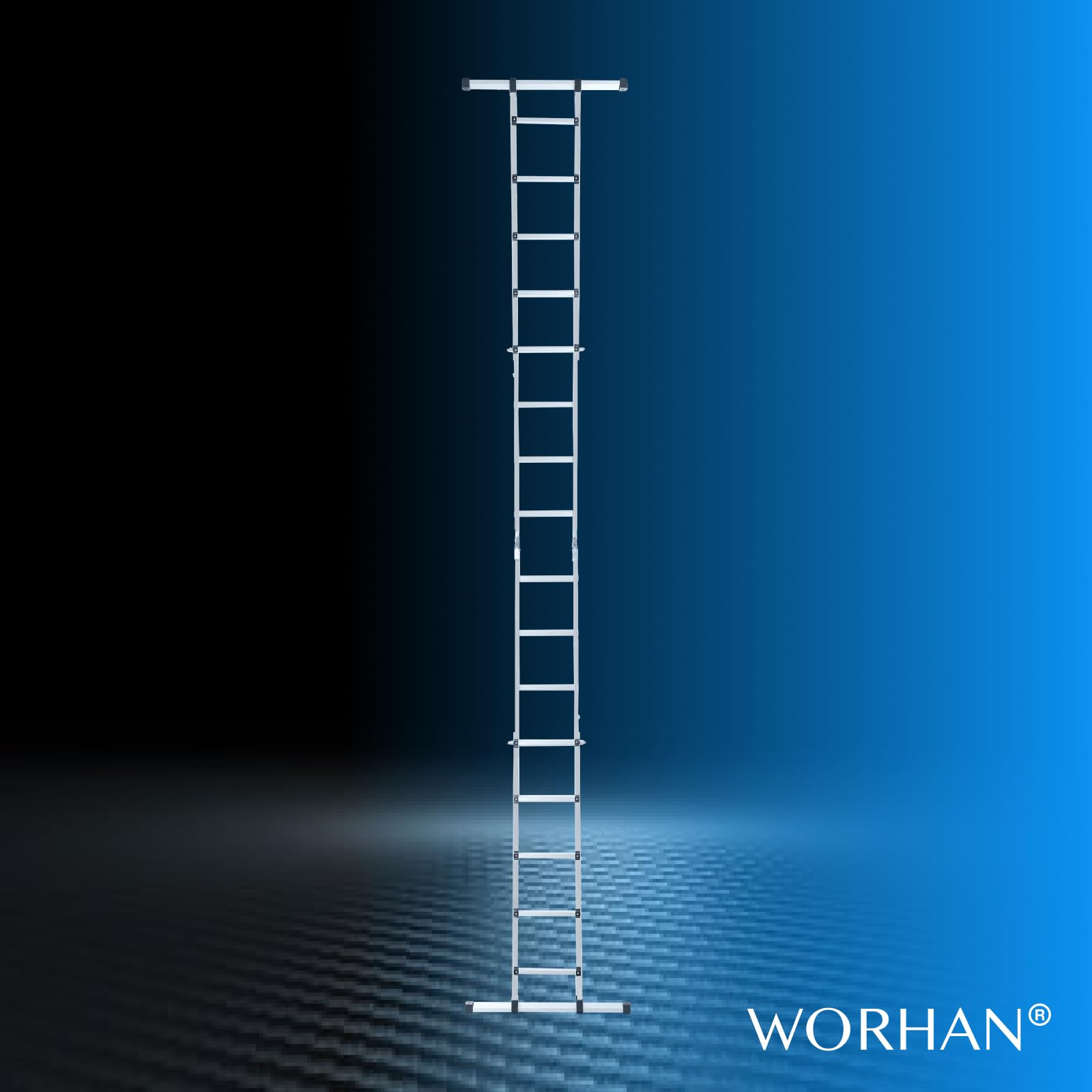 Escalera Telescópica Extensible Aluminio 555cm con Estabilizador Escalera de Tijera Robusta Versátil Plegable LG5.5