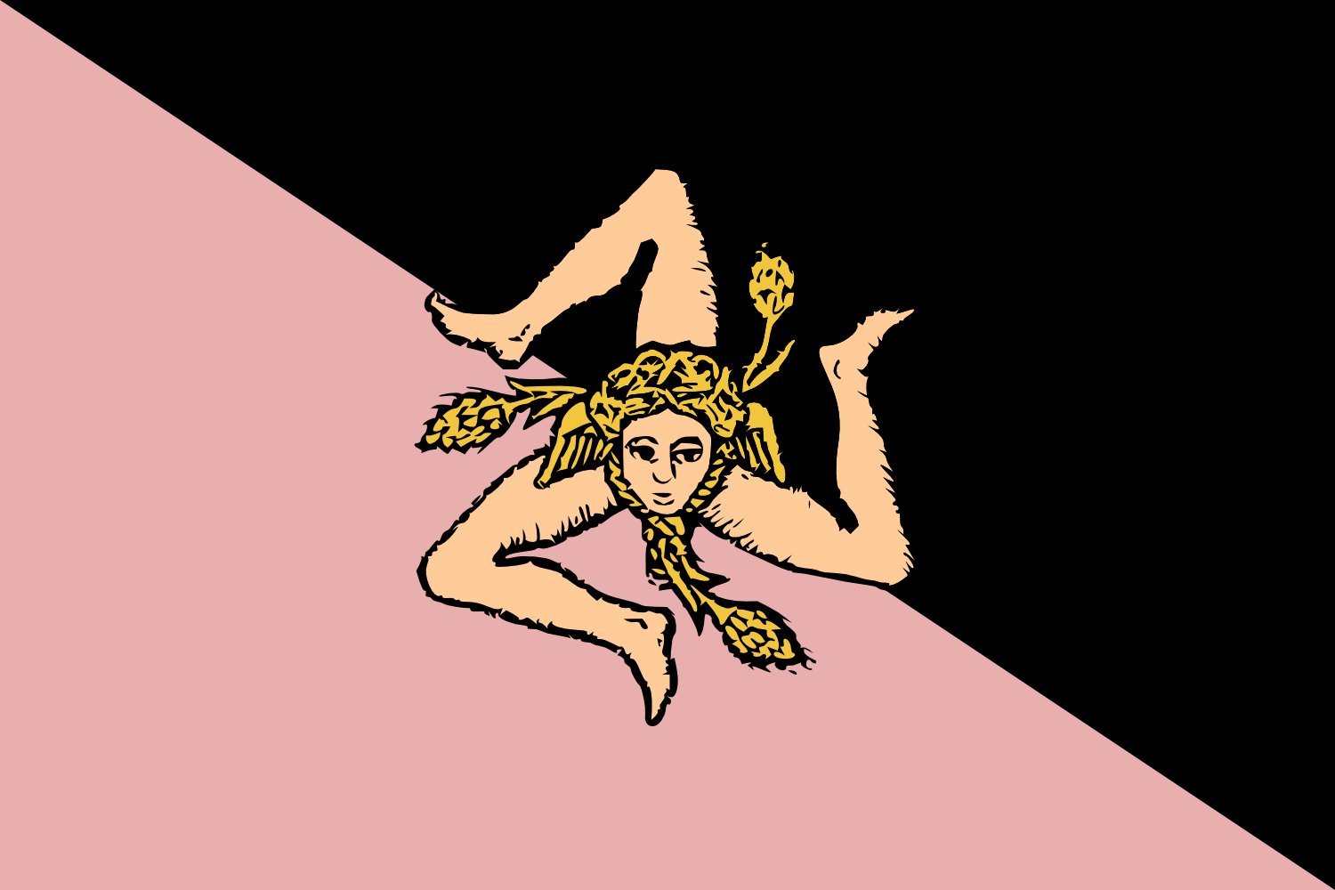 Drapeau Sicile rose et noir grand drapeau sicilien pink black déco maison