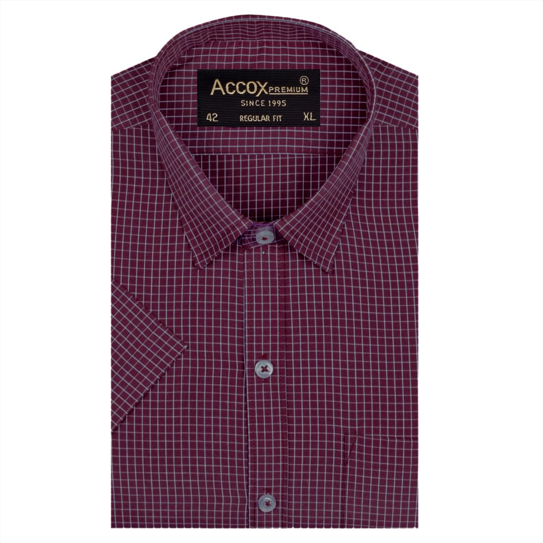 accox Men's Half Sleeves Formal Regular Fit Cotton Shirt(C_GO535)-picture-47