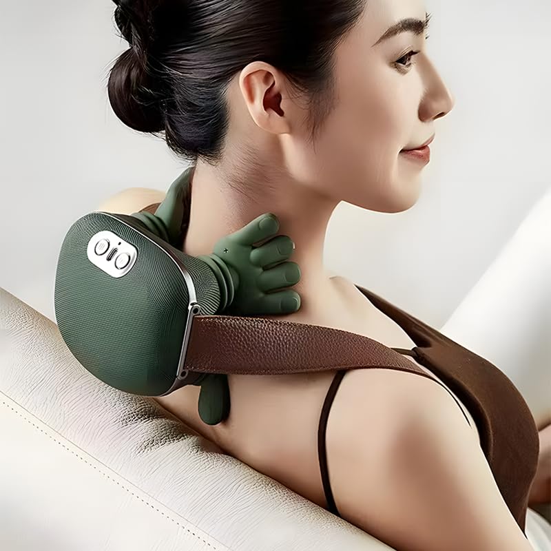 Image of Bionic Heated Massager | Wireless Portable Shiatsu Neck, Back, Arms & Legs Massager | 4D Deep Tissue Kneading | Simulated Human Hand Design for Pain Relief & Muscle Relaxation
