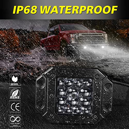 Image of Flush Mount LED Pods, 2pcs 84W Flush Mount LED Bumper Fog Lights Spot Beam Backup Reverse Lights Off Road Driving Light for Trucks Pickup UTV ATV Boat