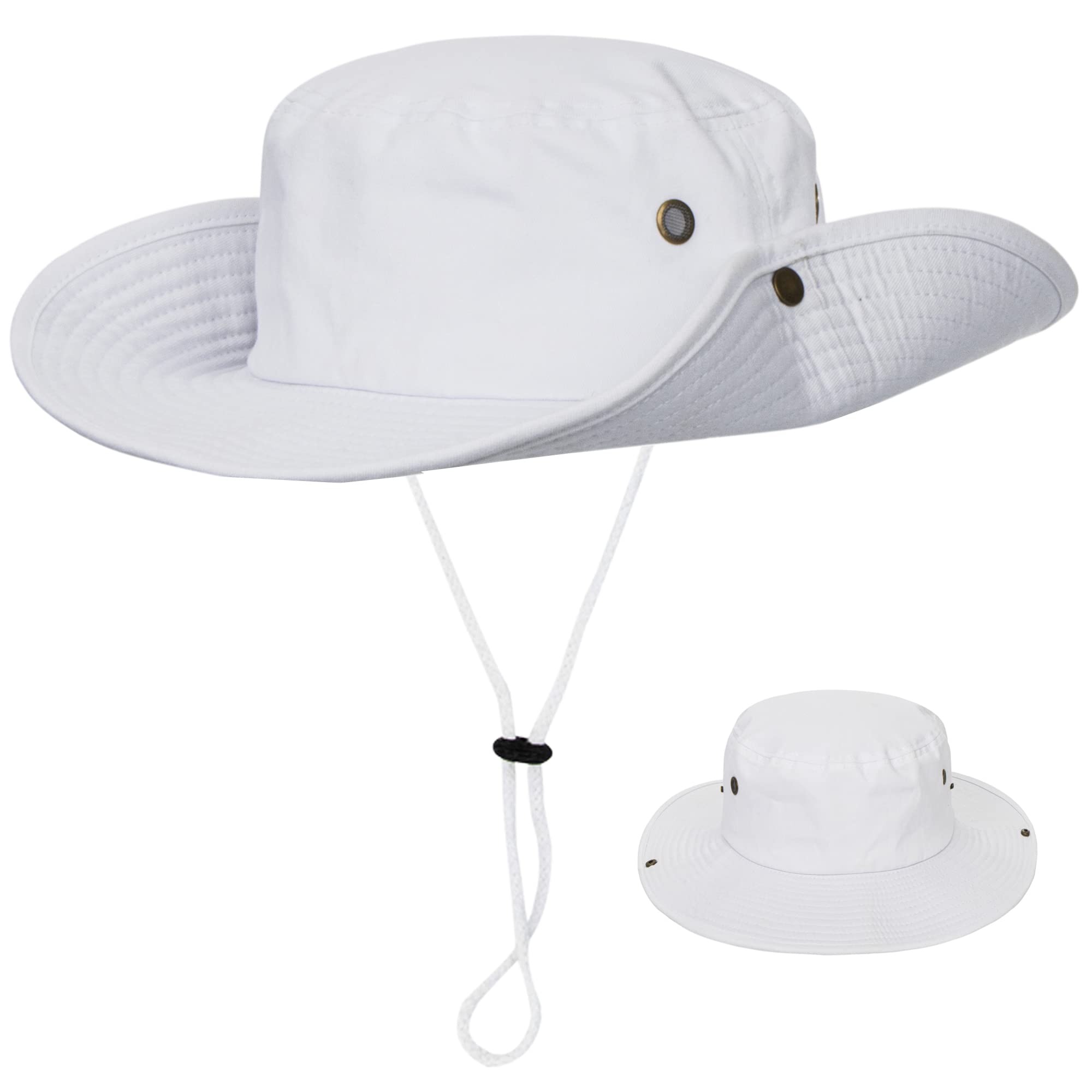 UTOWOMen Safari Fishing Hat Wide Brim Solid Boonie Sun Hat with Snap Up Outdoor Hunting Hiking Summer Cap Large