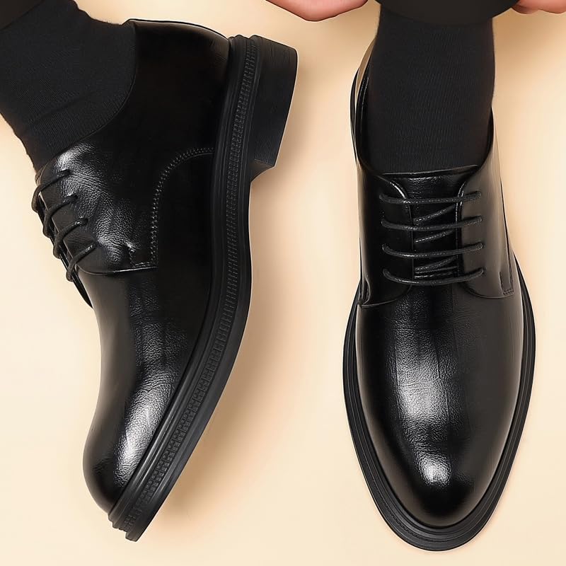 Men's Pointed Leather Perforated Breathable Leather Shoes Low-Top Lace-Up Oxford Shoes Suitable for Business Office Church Formal Occasions3