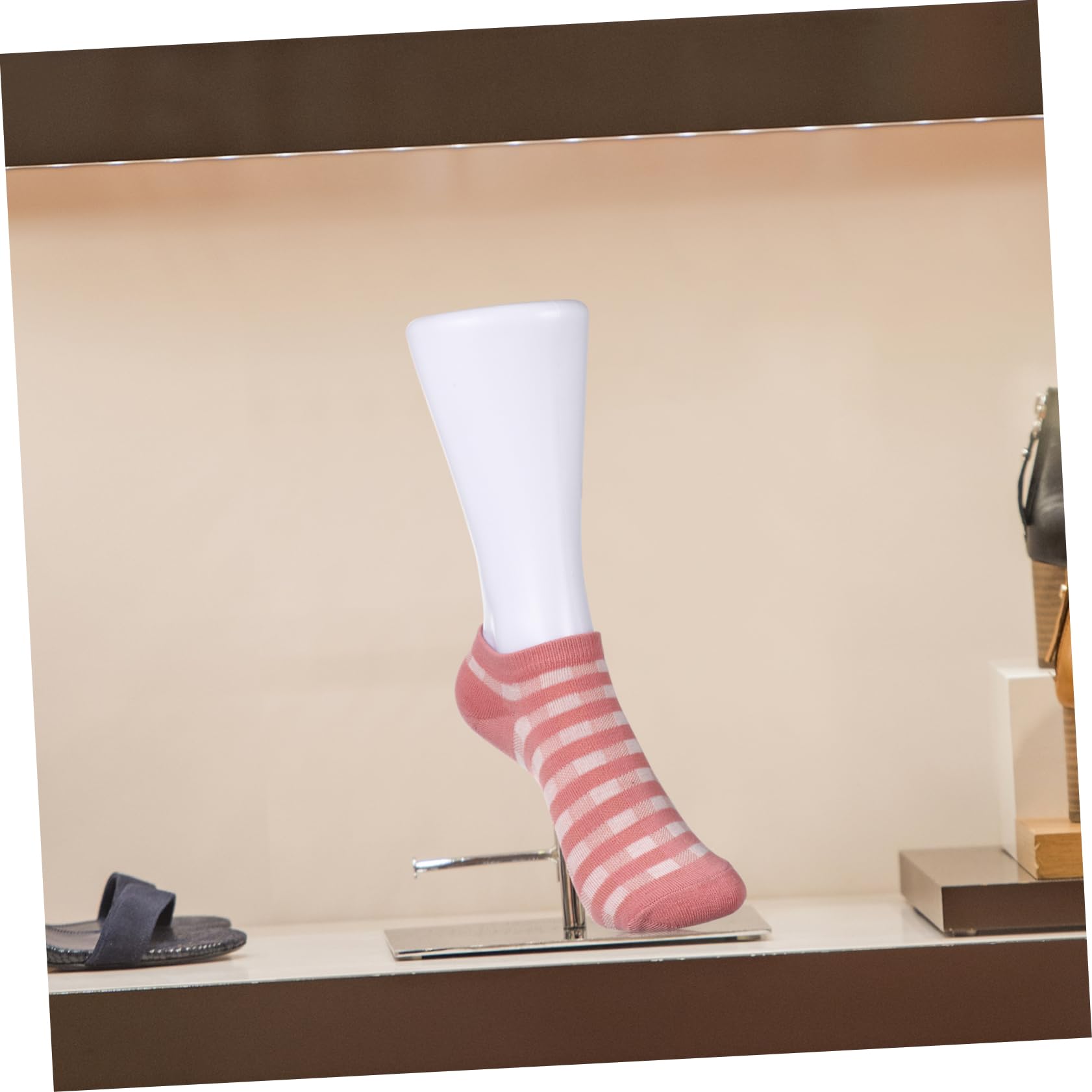 2 Stück Weiße Fake Feet aus Pp Kunststoff für Damen Kurze Socken Display Praktische Fußpuppe zum Präsentieren von Socken und Schuhen im Zuhause oder Geschäft