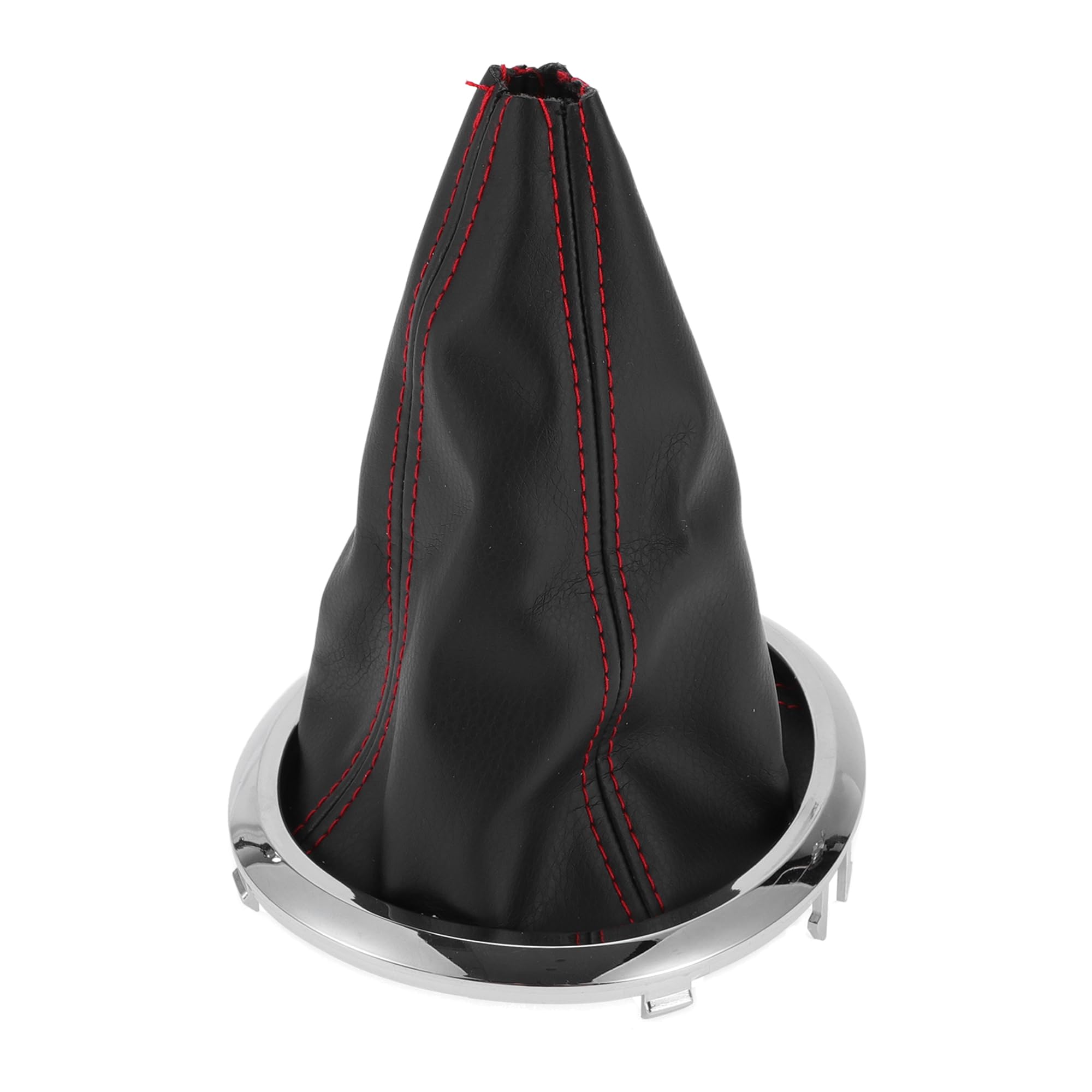HOPESPANNER Gear Shift Stick Gaiter for Suzuki Swift 2005-2010 Car Chrome Silver Tone Black Red Gear Stick Knob Cover Boot Shift Cover Faux Leather 1