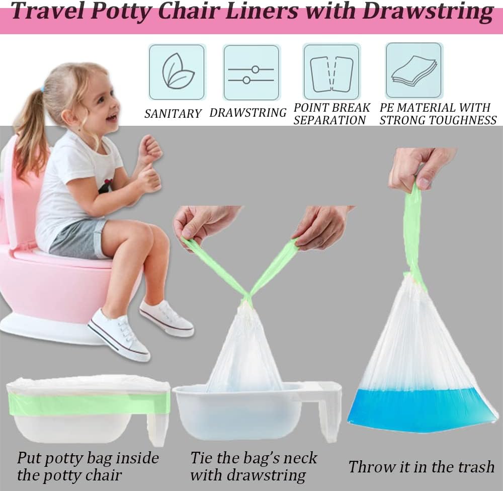 Buy 100 Pack Potty Chair Liners with Drawstring, Portable Potty Bags