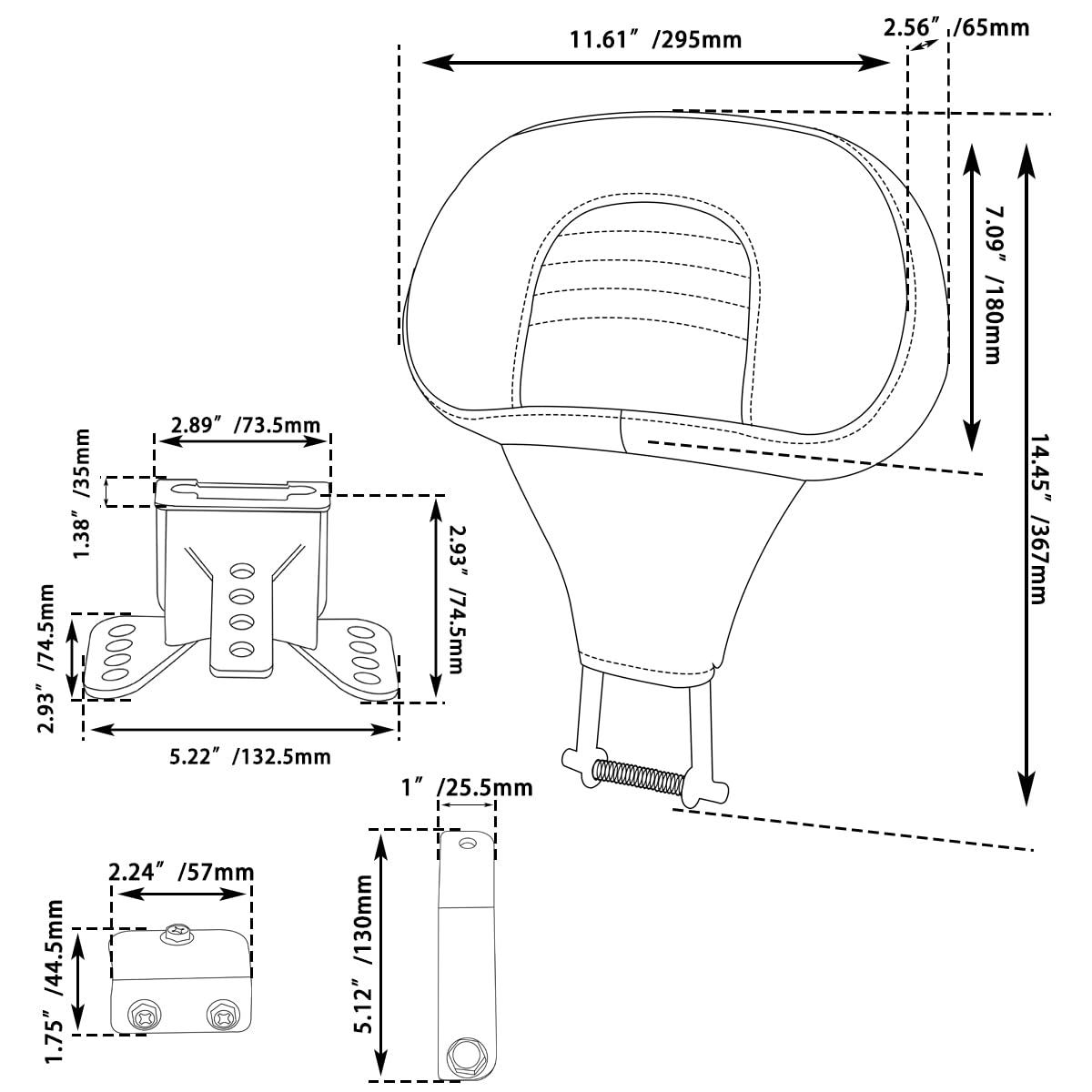 Regulowane oparcie dla motocyklisty, odłączana poduszka na oparcie kierowcy do Harley Touring Electra Glide CVO Road Glide Road King Street Glide 2009-2025, czarny #12