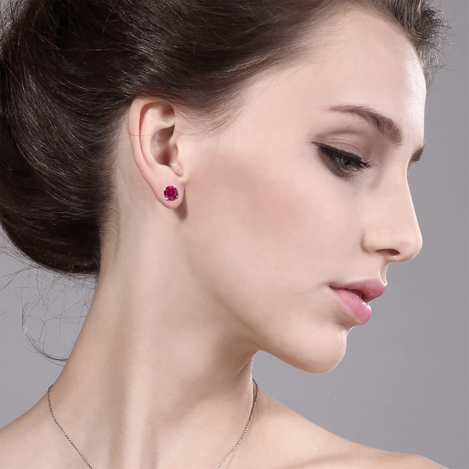 Gem Stone King Round Stud Earrings For Women Men | 925 Sterling Silver | Round 6MM | Gemstone Birthstone | Round Genuine Birthstone Solitaire Stud Earrings | Fine Jewelry Gifts for Her Mom Women Wife
