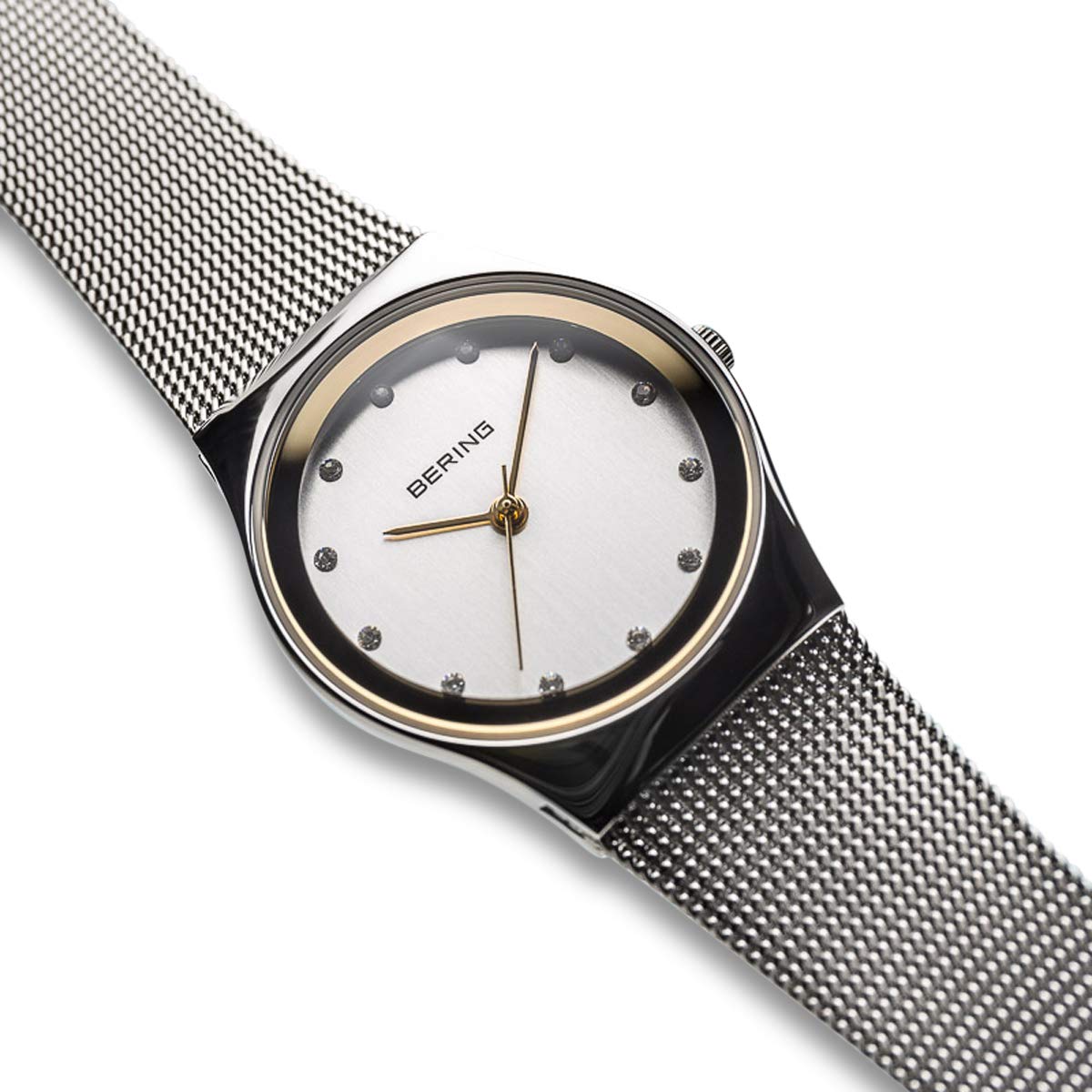 Bering 12927 Reloj de Cuarzo para Mujer con Caja de Acero Inoxidable de 27 mm y Esfera, Correa milanesa, Cristal de Zafiro y Resistencia al Agua de 3 ATM