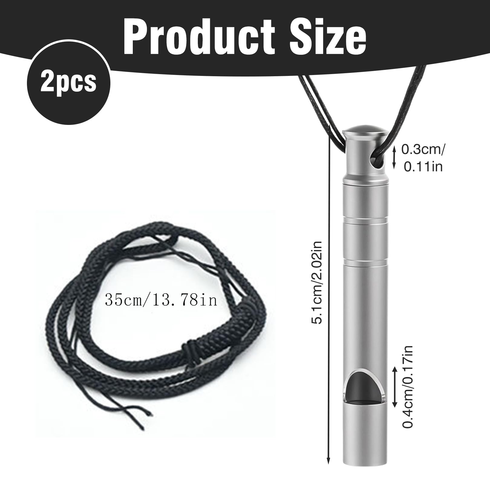 2 Stück Trillerpfeife Laut Notfall,Whistle,Notfallpfeife,Signalpfeife,Titanlegierung Material,120 dB Hohe Lautstärke,Geeignet Für Outdoor-Camping,Überleben,Wandern In Der Wildnis Und Andere Notfälle