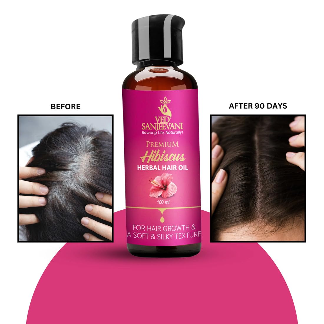 Ved Sanjeevani Hibiscus Herbal Hair Oil | For Hair Revitalization & Nourishment | With Hibiscus & Herbal Oils | 100 ml - Image 2 thumbnail