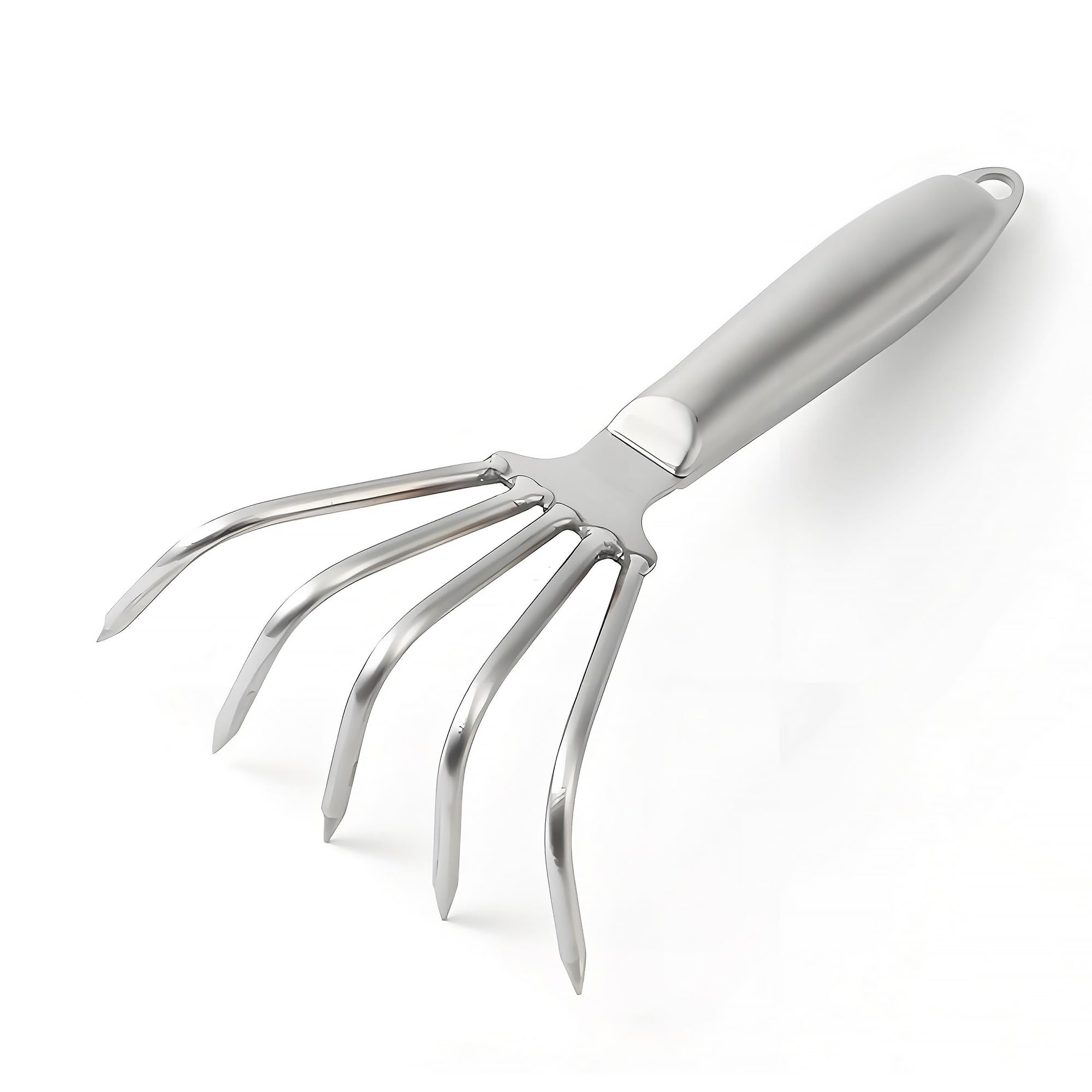 Japanese Stainless Steel Garden Rake Claw Landscape Dethatcher Thatching Rake for Digging Clam Shell Defoliation Weed Remover Tool Hoe Hand Tool for Garden Loose Soil (Silver)