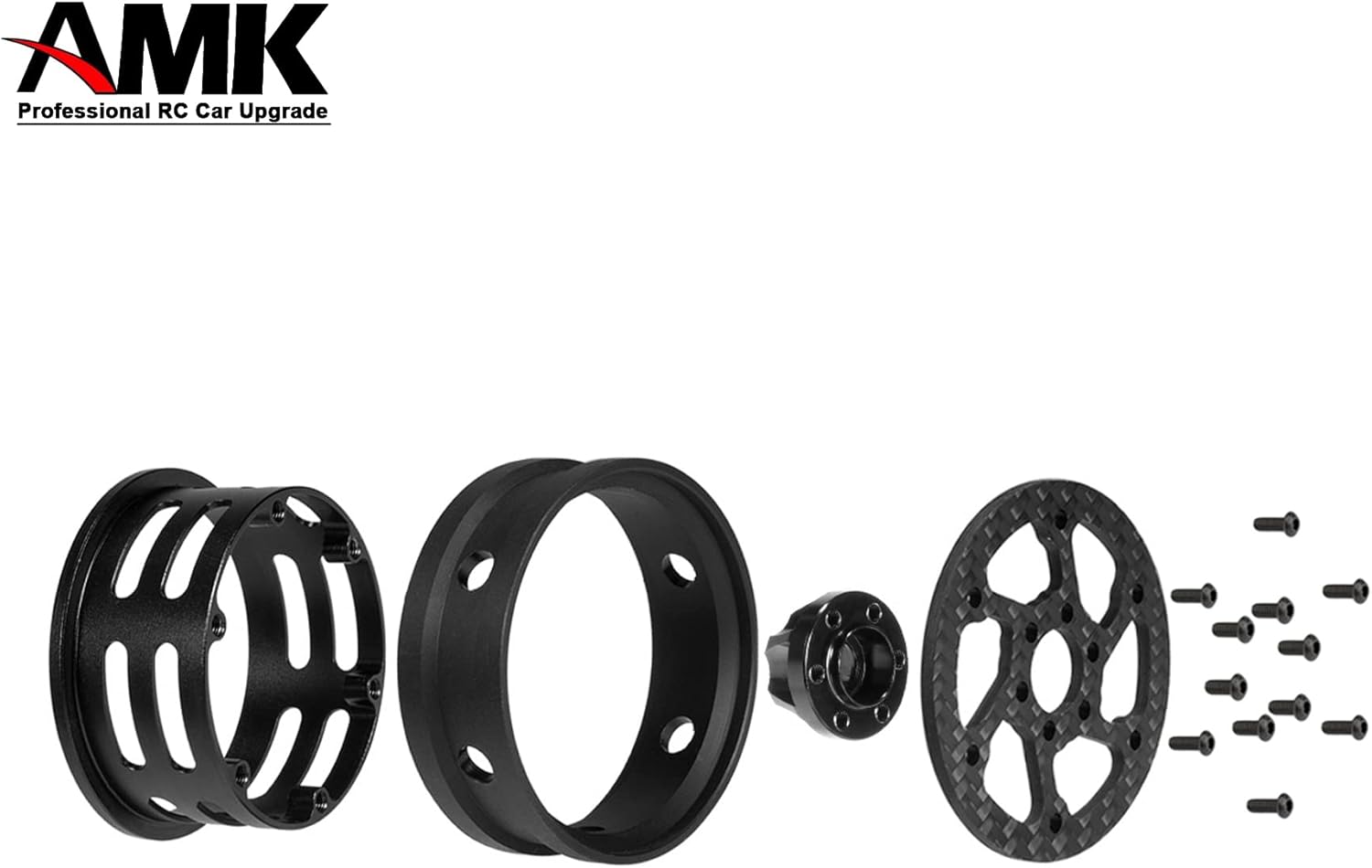 1.9 Beadlock Wheels, 4Pcs Carbon Fiber 1.9 Wheels, 1.41oz/Pcs Lightweight 1.9 Crawler Wheels for Axial SCX10 II SCX10 III Capra TF2 Element Enduro Redcat TRX4 Upgrades (A)