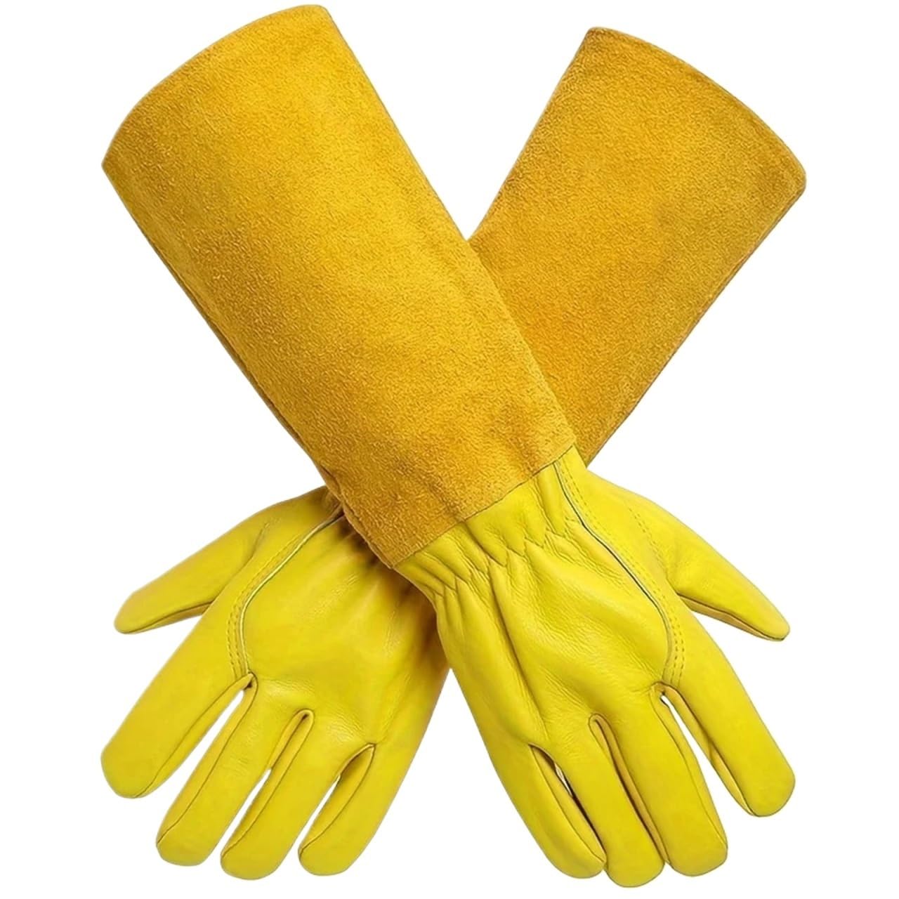 Gartenhandschuhe, schnittfest, Ellenbogenlänge, aus Leder, Arbeitshandschuhe Für die Gartenarbeit(L)