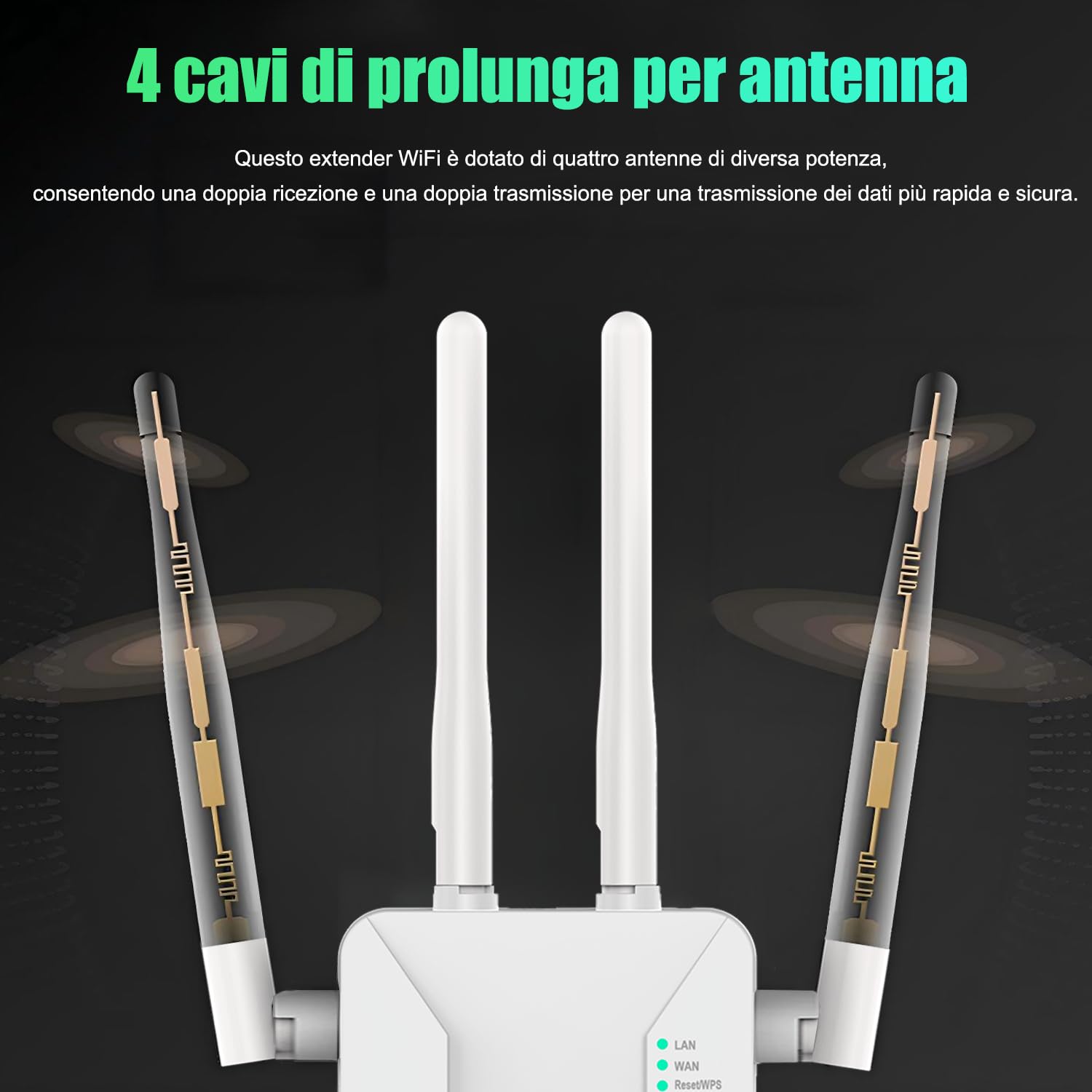 U81 Ripetitore WiFi Potente per Casa, Amplificatore Segnale WiFi 300Mbps con 4 Antenne, 2 Porte Ethernet, Modalità AP/Repeater/Router, Segnale Stabile, Compatibile con Tutti i Box Internet - 4