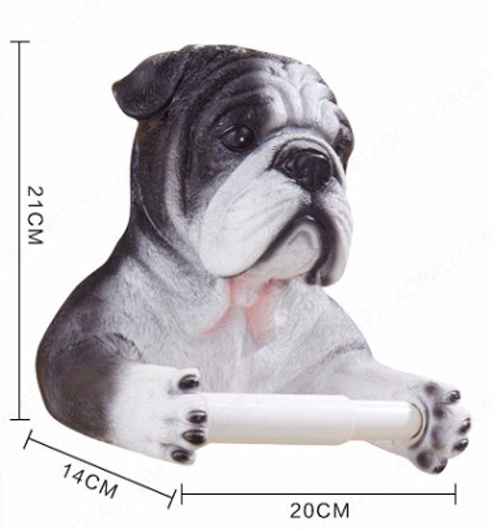Animal End Wall Mounted Single Toilet Paper Roll Holder Dispenser, Dog