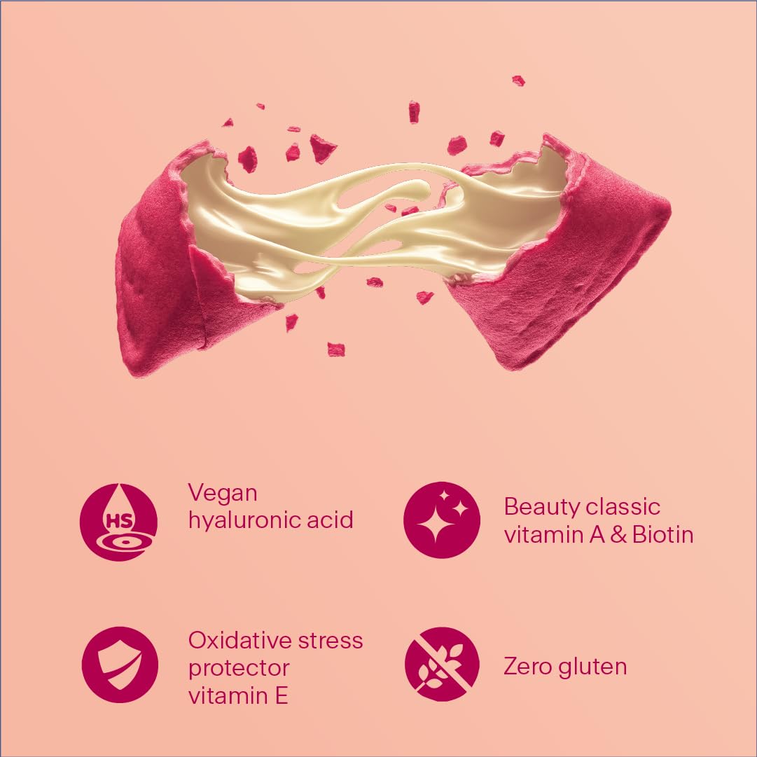 Biogena Moments Beauty Bites - 10er-Pack - Weiße Kokosmandelcreme Vegane Snacks, Gluten- und Palmölfrei, mit Vitaminen A, E, Biotin, Zink & veganer Hyaluronsäure für strahlende Haut | 135 kcal