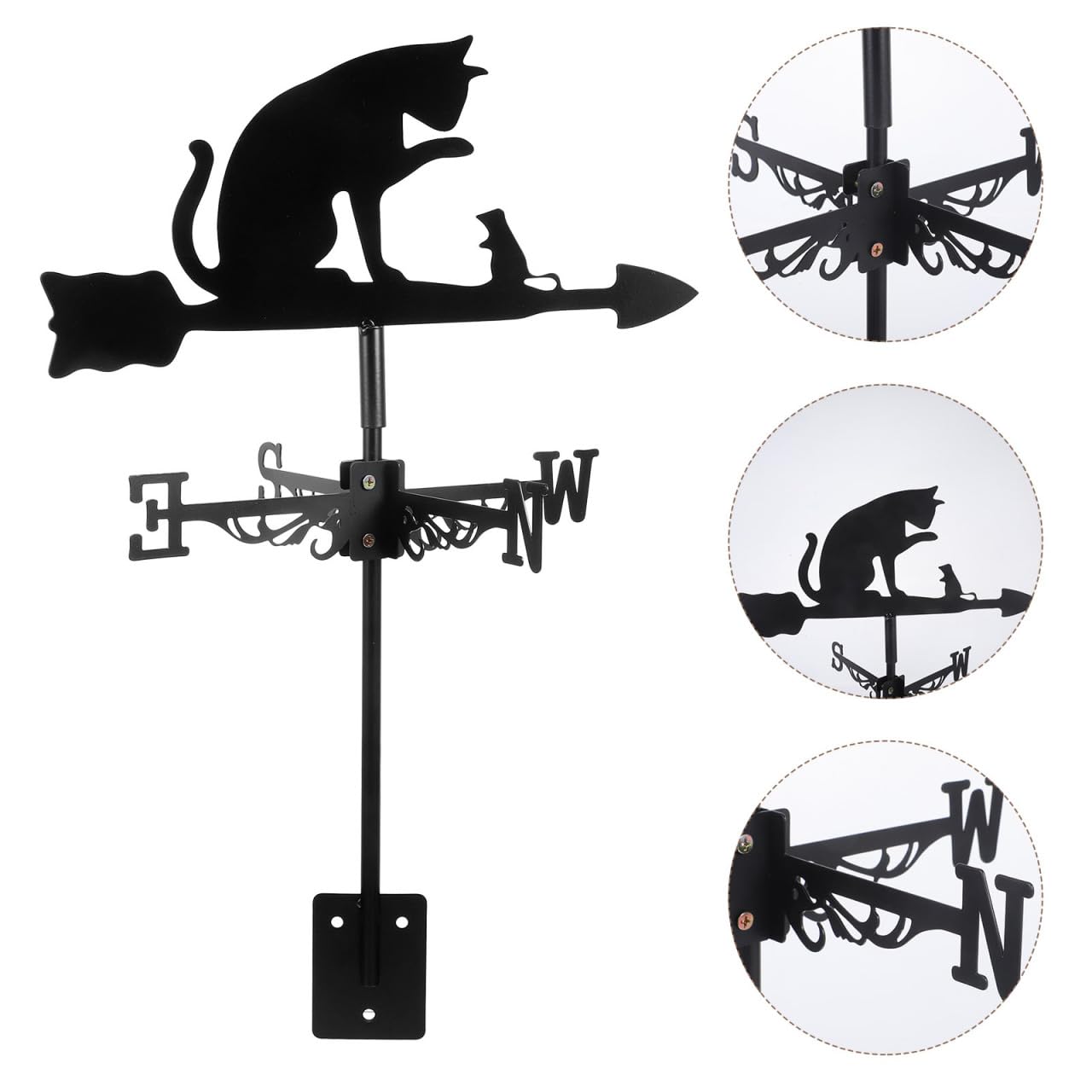 GANAZONO Girouette en Acier Inoxydable Jardin Girouette Chat Souris en Forme De Pieu Ornement Indicateur De Direction du Vent Outil pour Cour Patio Pelouse