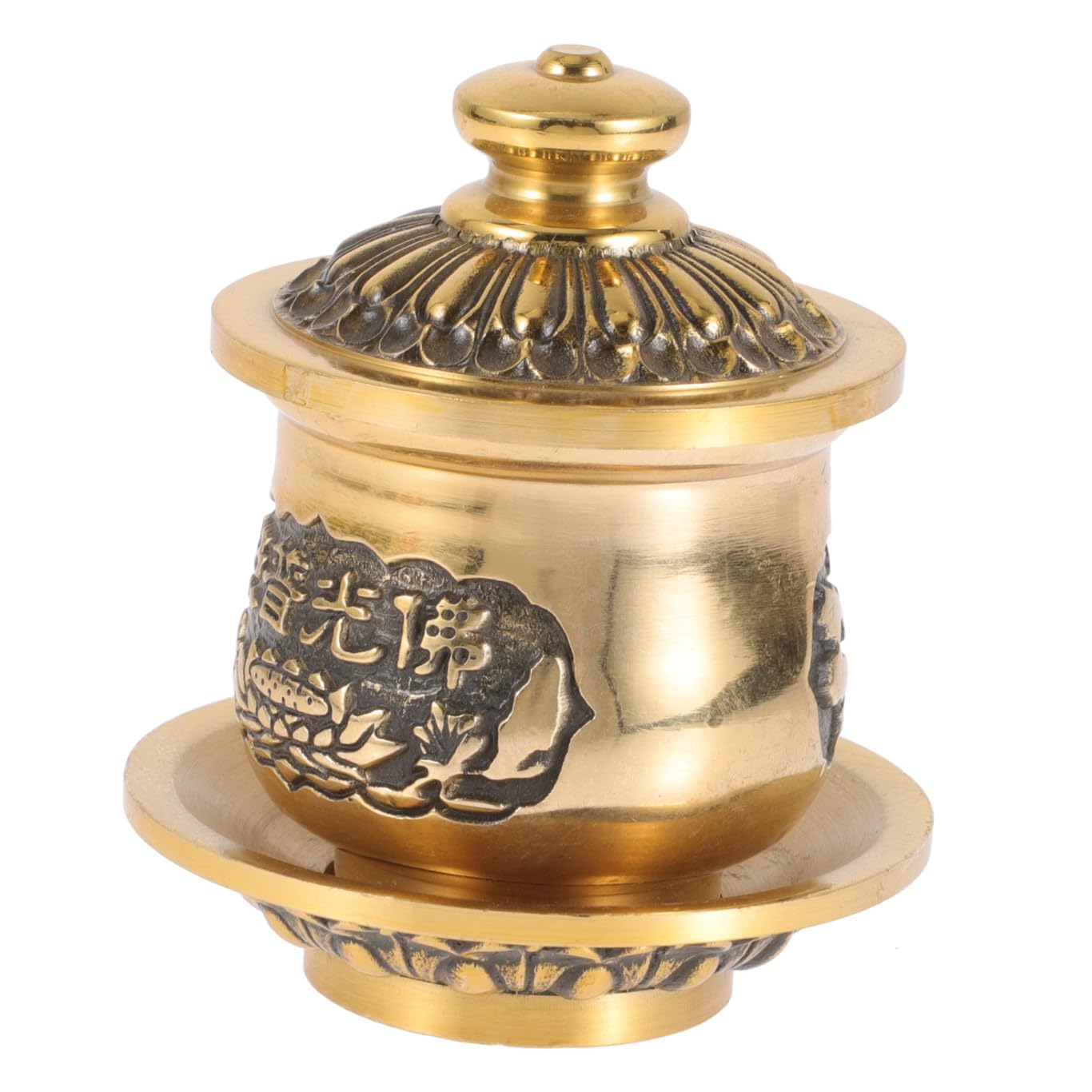 Tasse de pour offrandes bouddhistes en laiton sculpté pour autel et méditation zen