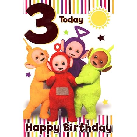 Amazon Com Teletubbies Edad 3 Tarjeta De Cumpleanos Productos De Oficina