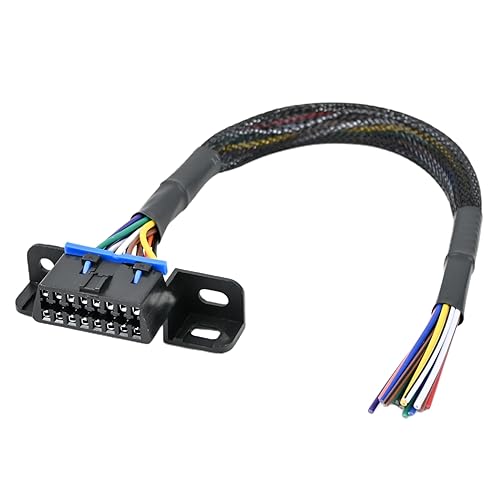 Conector hembra OBD2 de 16 pines J1962F para abrir el cable OBDII Dash Port Pigtail Arnés de cable fijo DIY 12 pulgadas/11.8 in