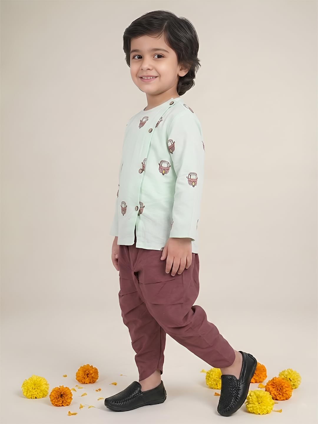 POLKA TOTS Elegant Traditional Dhoti Kurta Set for Baby Boys | Premium Cotton Ethnic Wear for Baby & Toddler Boy | Soft & Breathable Festive Outfit for Weddings (Rickshaw Embroidery, 9-12 M) 1