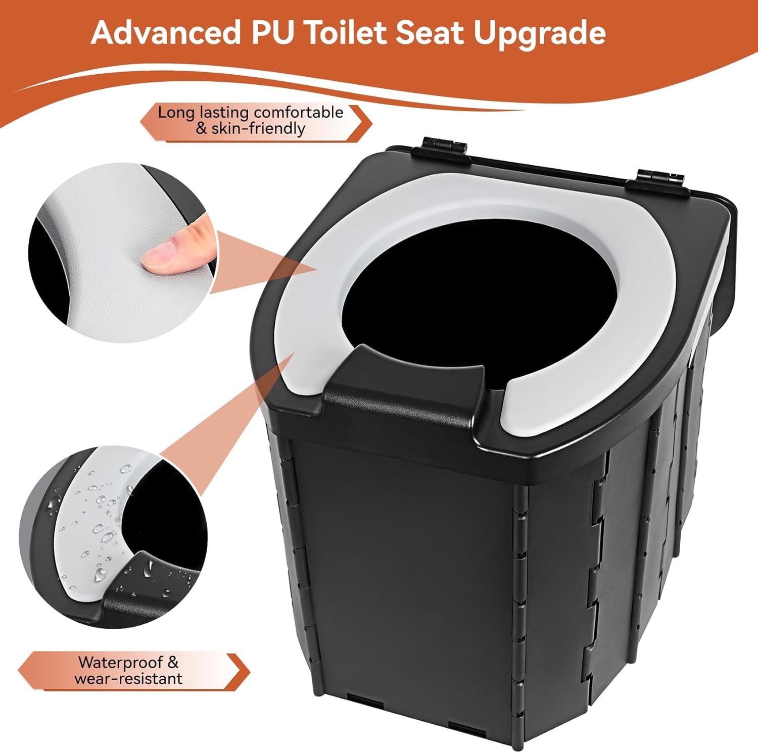 Tragbare Campingtoilette für Erwachsene, Faltbare Reisetoilette mit PU, 5L Kapazität, inkl. Abfallbeutel & Tragetasche, Kompakt & Leicht zu Reinigen für Outdoor, Wohnmobil, Auto & Notfall