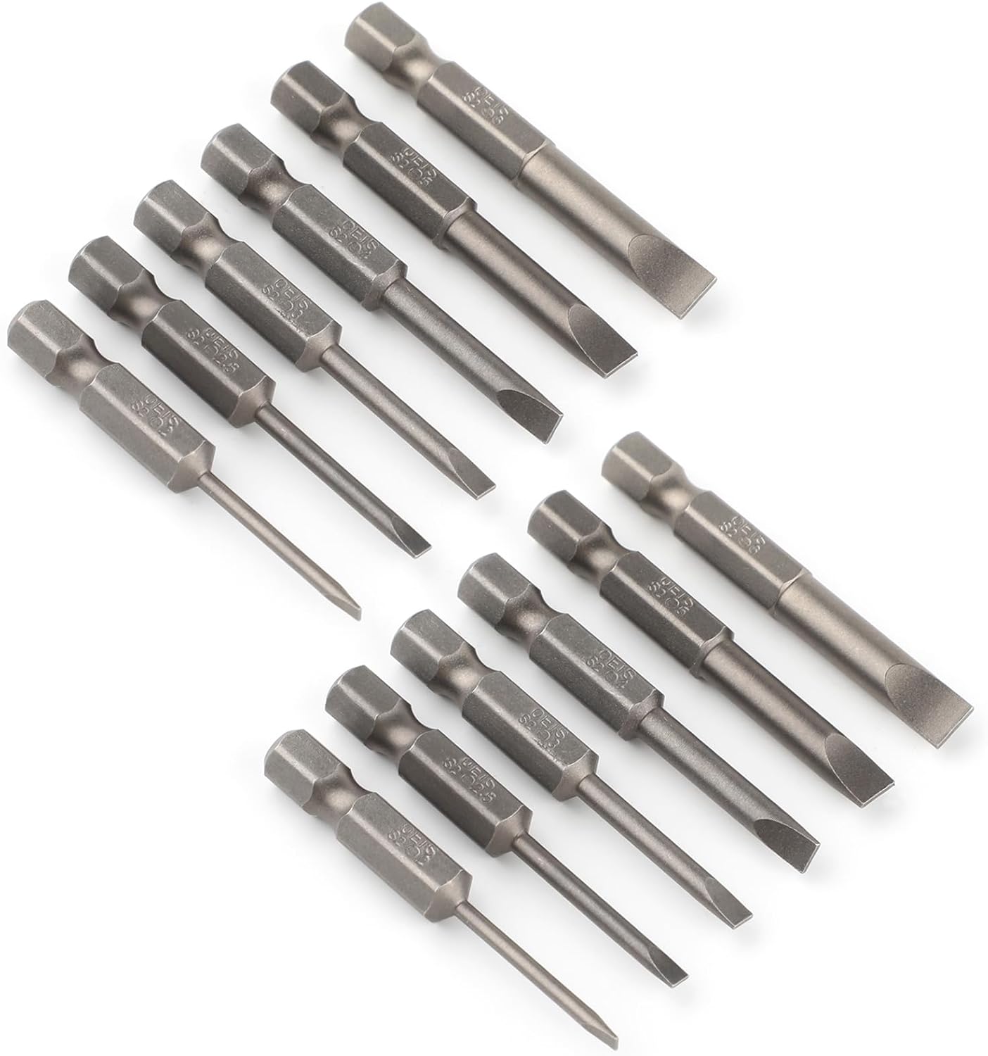12 Pcs Magnetic Slotted Screwdriver Bit Set,1/4" Hex Shank Flat Head Bits Insert 2 Inch Length,S2 Steel Impact Driver Bits for Power Drills Screwdrivers(SL2/2.5/3/4/5/6)