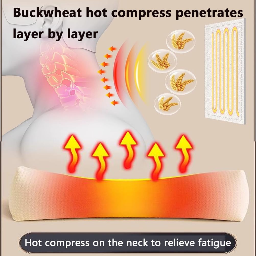 Regulowane poduszki pod szyję z gryki, poduszka grzewcza do kręgosłupa szyjnego, ergonomiczne wsparcie, prezent na Dzień Ojca/Dzień Matki/Boże Narodzenie,Beige hot compress style